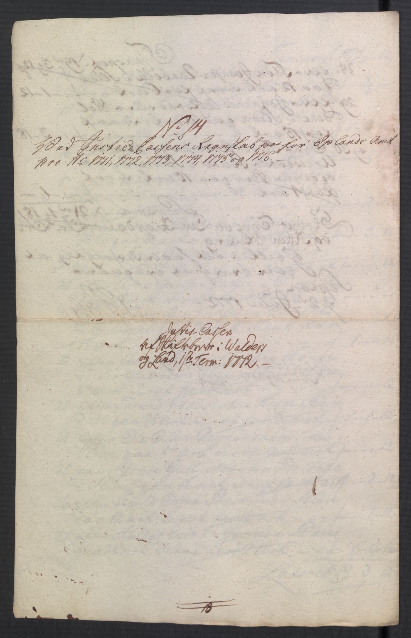 Rentekammeret inntil 1814, Reviderte regnskaper, Mindre regnskaper, AV/RA-EA-4068/Rb/L0014: Opplands amt, 1771-1779, p. 179