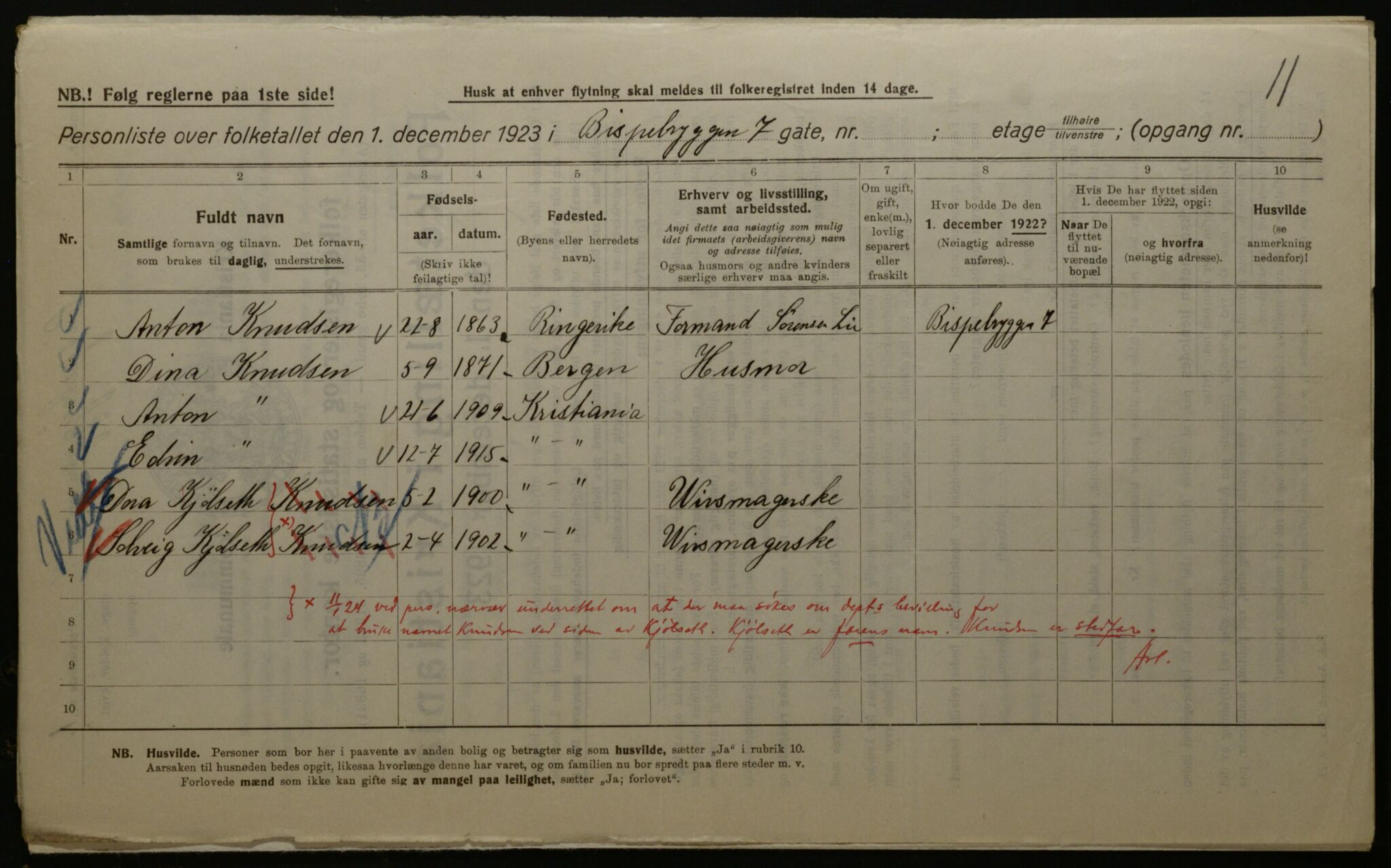 OBA, Municipal Census 1923 for Kristiania, 1923, p. 6207