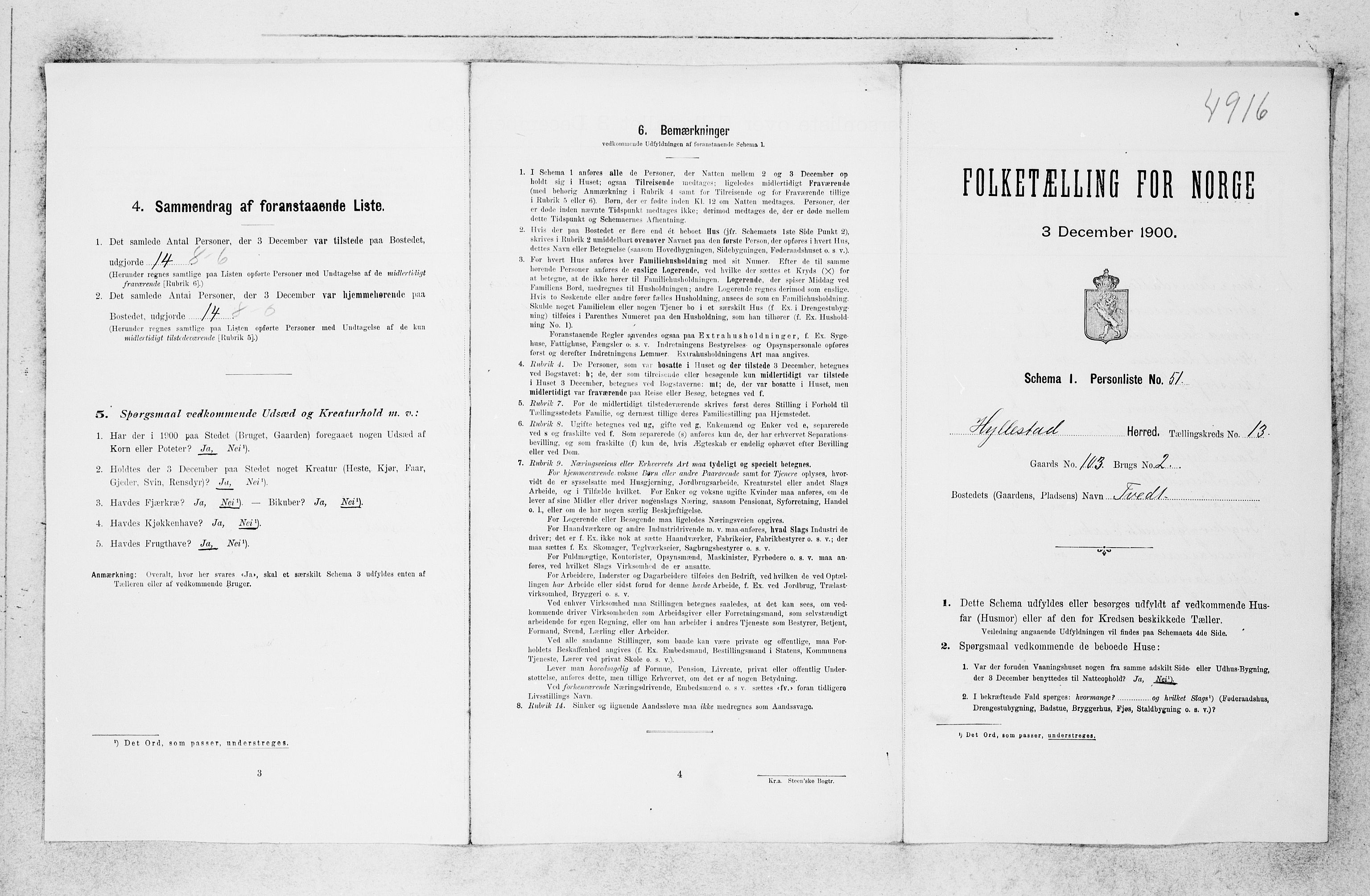 SAB, 1900 census for Hyllestad, 1900, p. 828