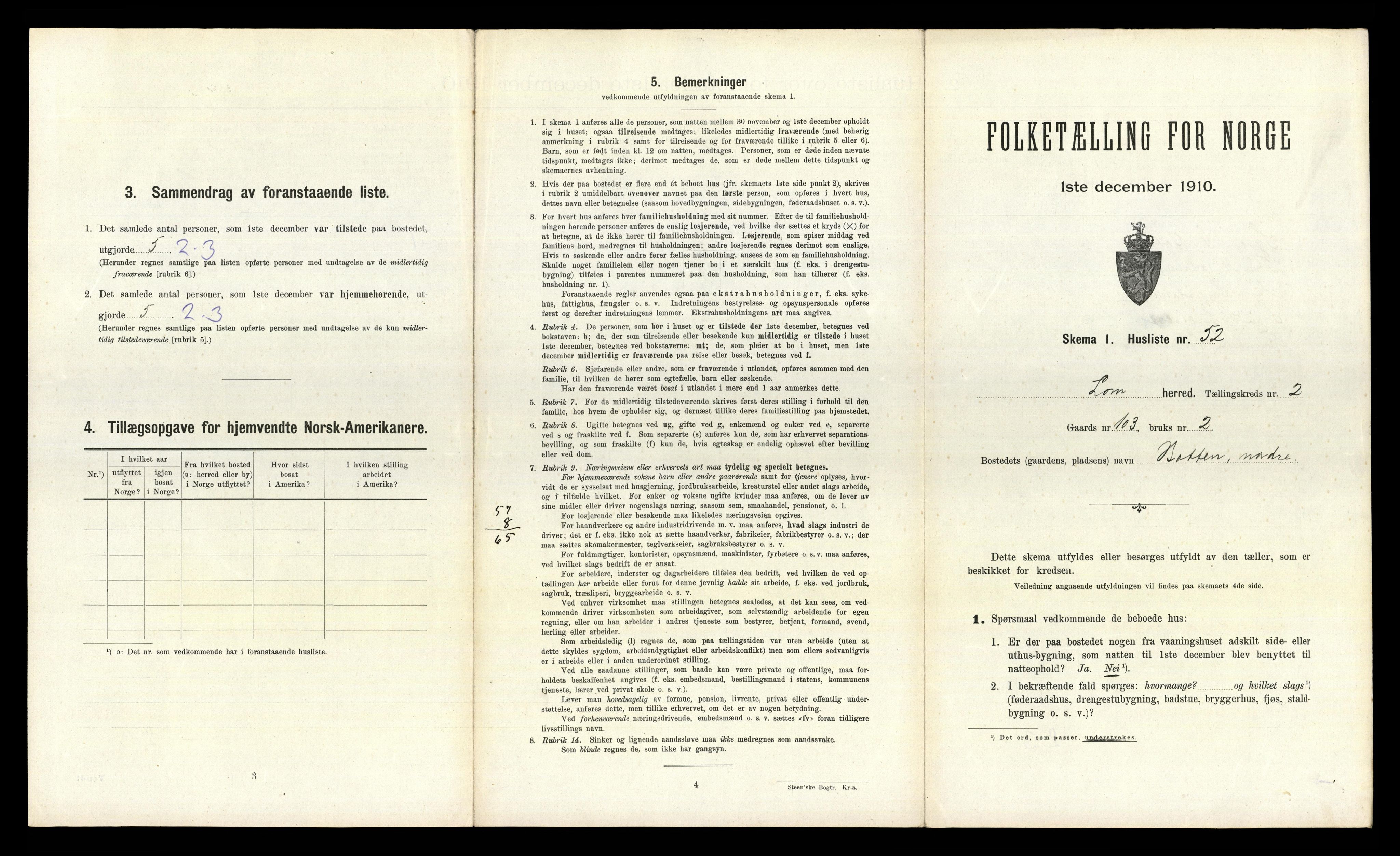 RA, 1910 census for Lom, 1910, p. 321