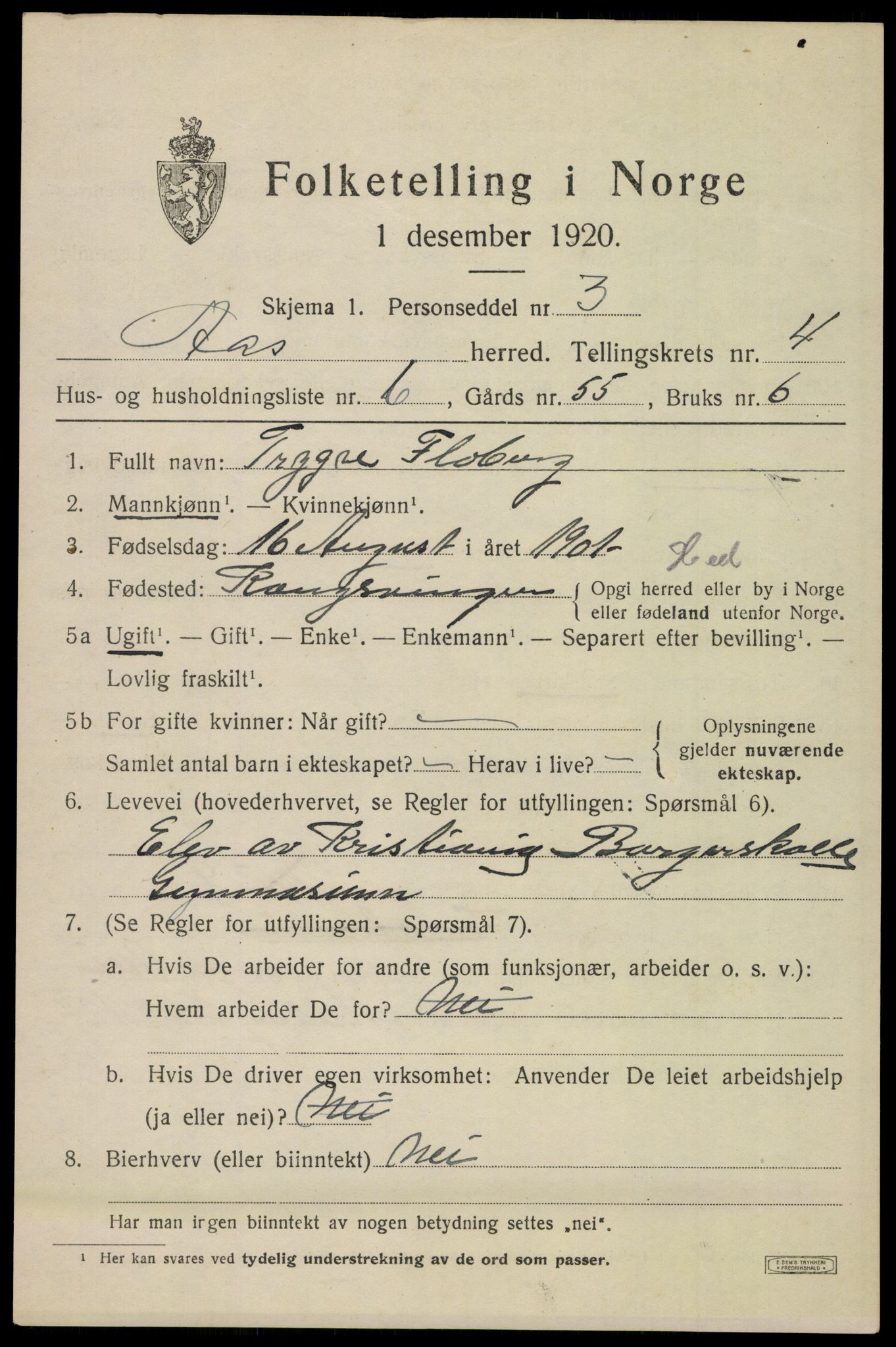 SAO, 1920 census for Ås, 1920, p. 4882