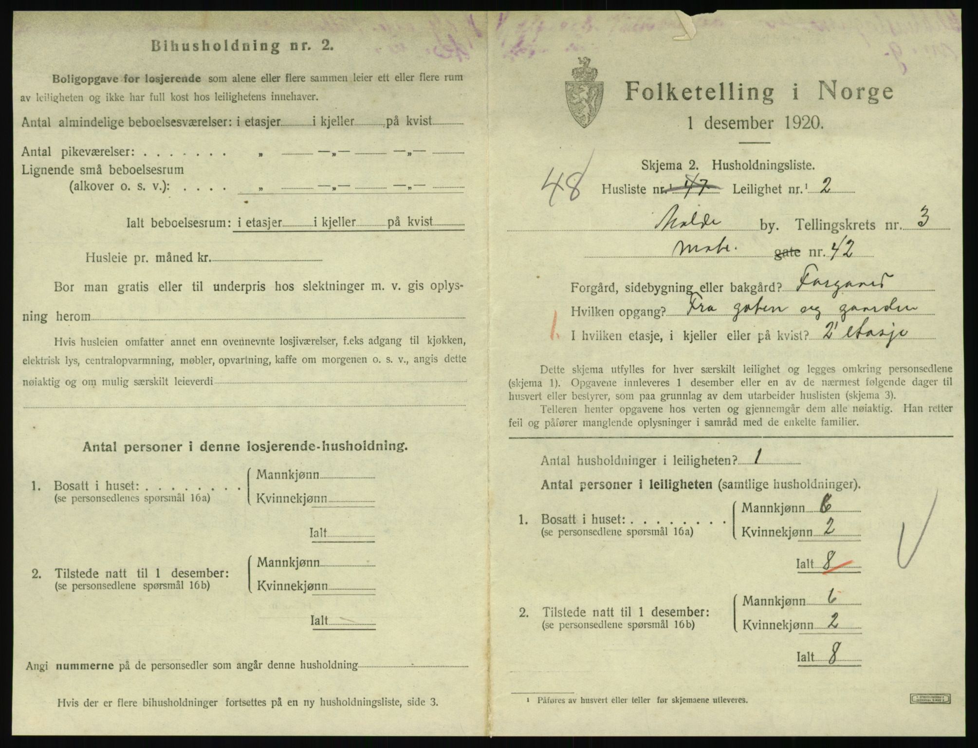 SAT, 1920 census for Molde, 1920, p. 1229