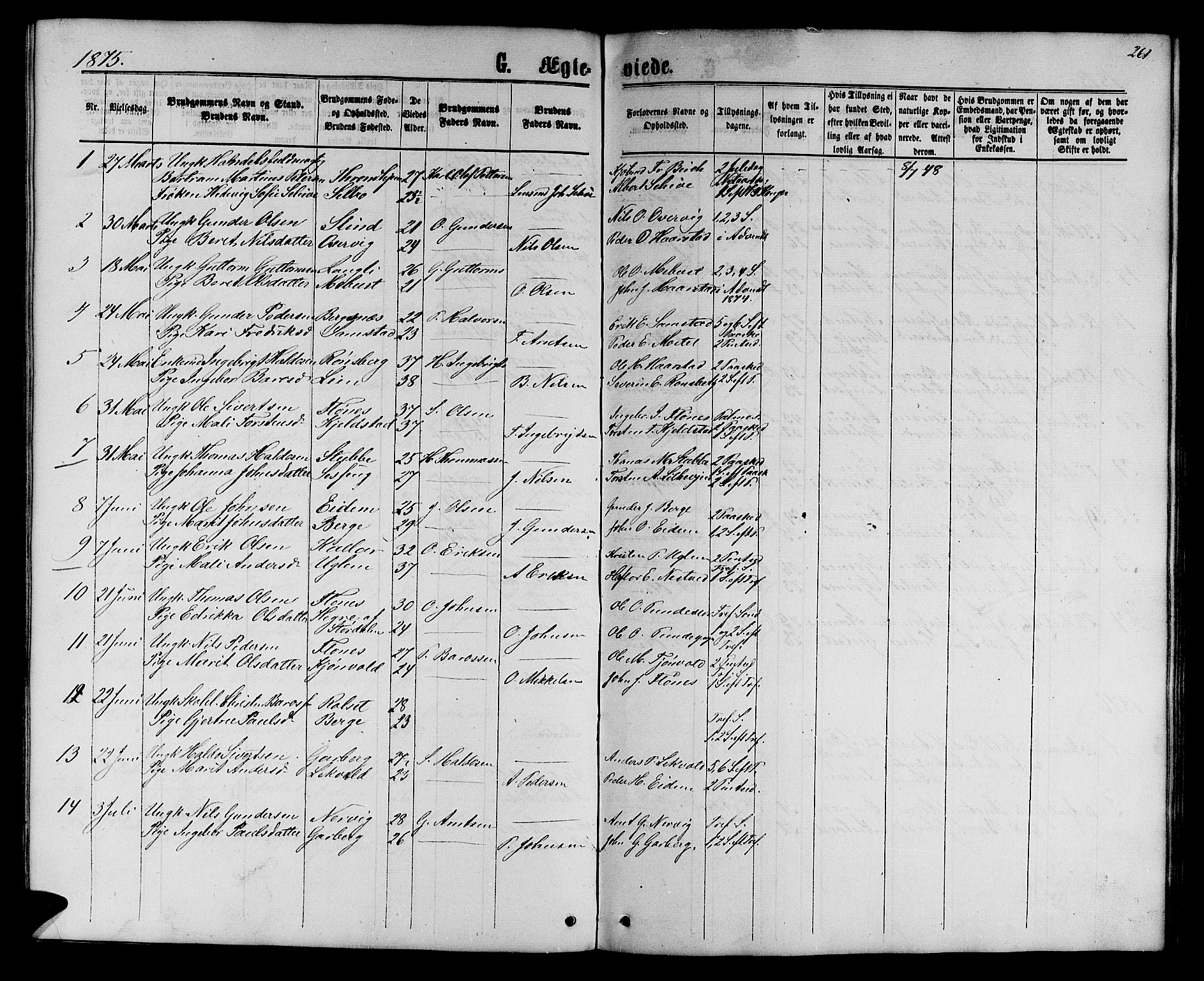Ministerialprotokoller, klokkerbøker og fødselsregistre - Sør-Trøndelag, SAT/A-1456/695/L1156: Parish register (copy) no. 695C07, 1869-1888, p. 261
