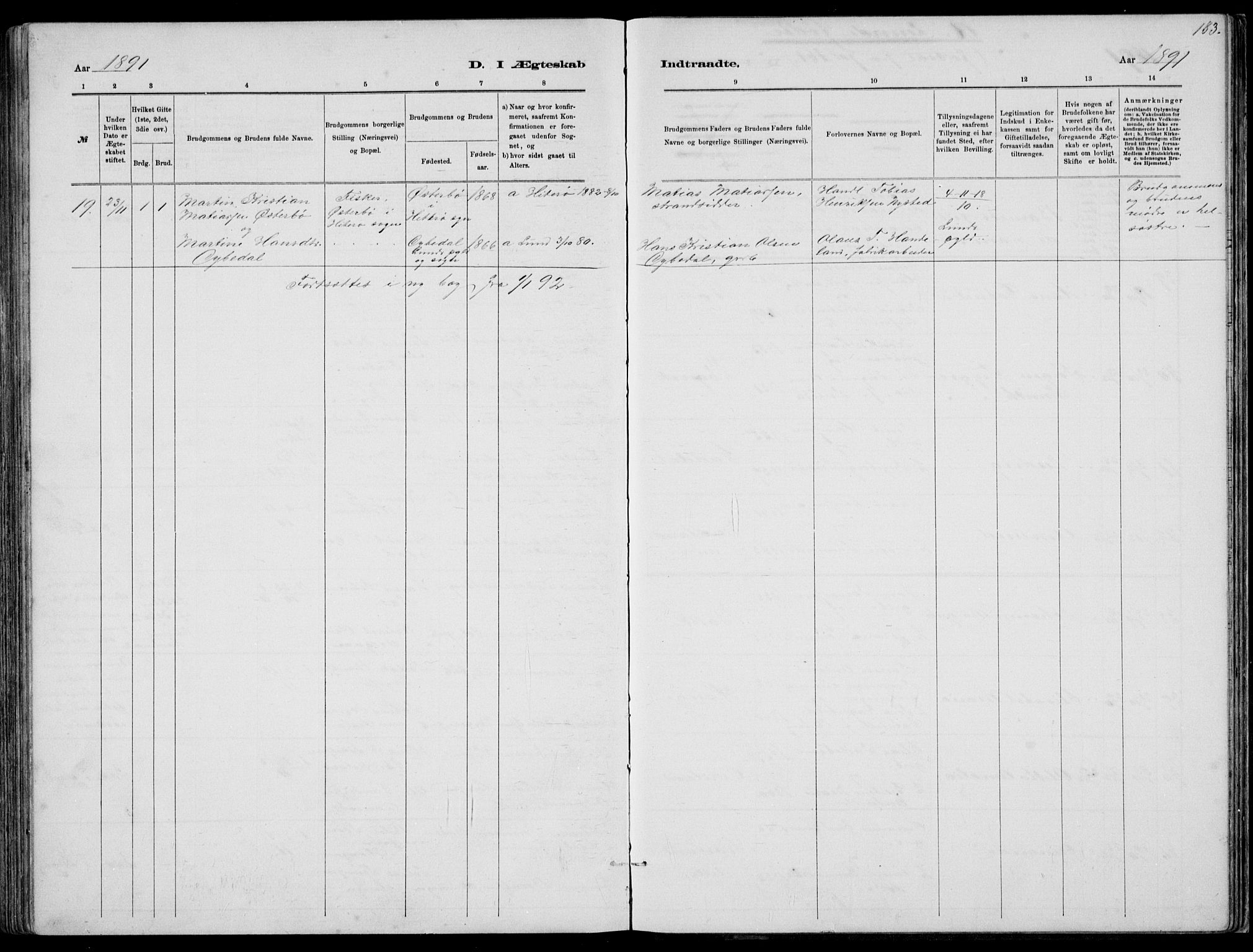 Sokndal sokneprestkontor, AV/SAST-A-101808: Parish register (copy) no. B 4, 1880-1891, p. 183