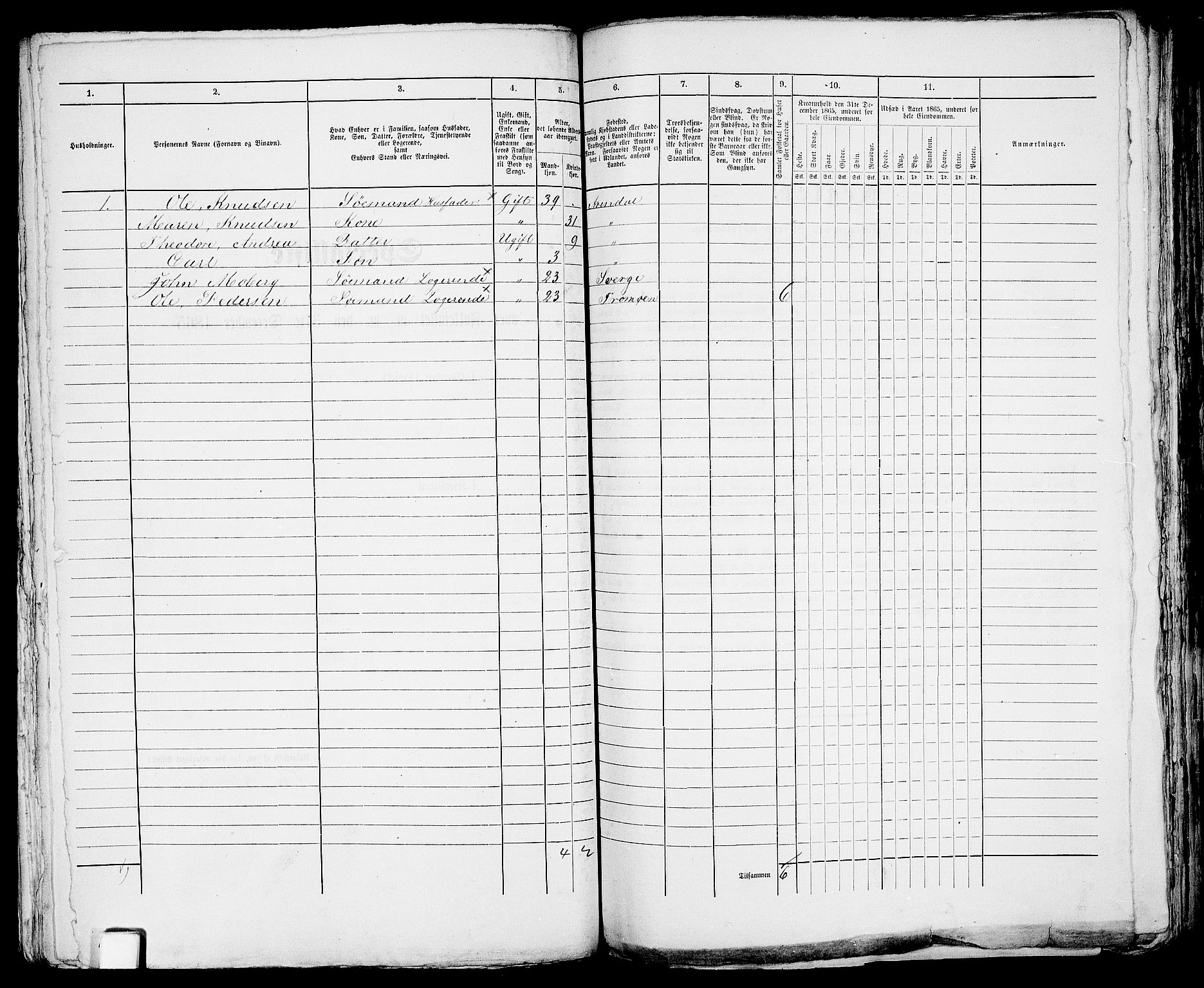 RA, 1865 census for Arendal, 1865, p. 464