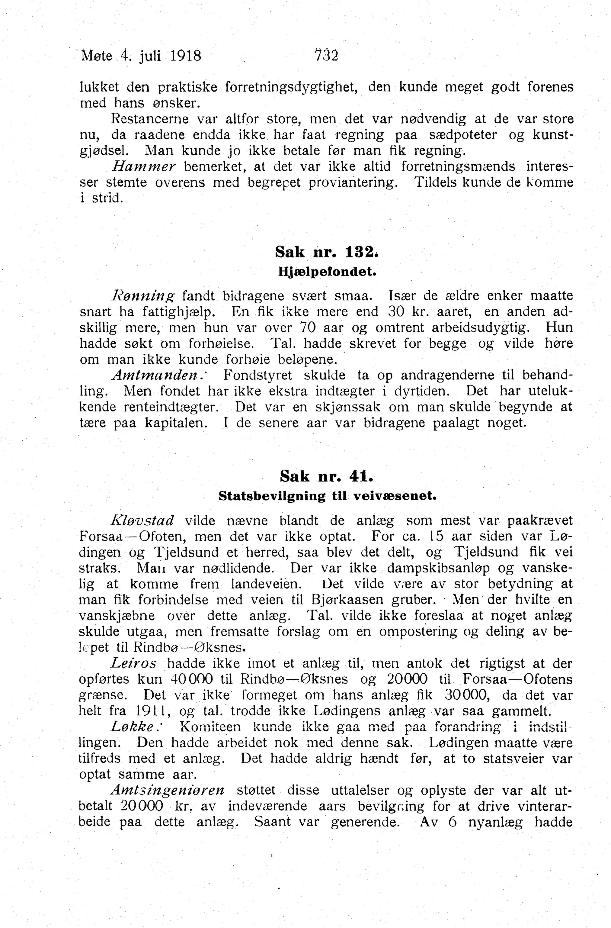 Nordland Fylkeskommune. Fylkestinget, AIN/NFK-17/176/A/Ac/L0041: Fylkestingsforhandlinger 1918, 1918