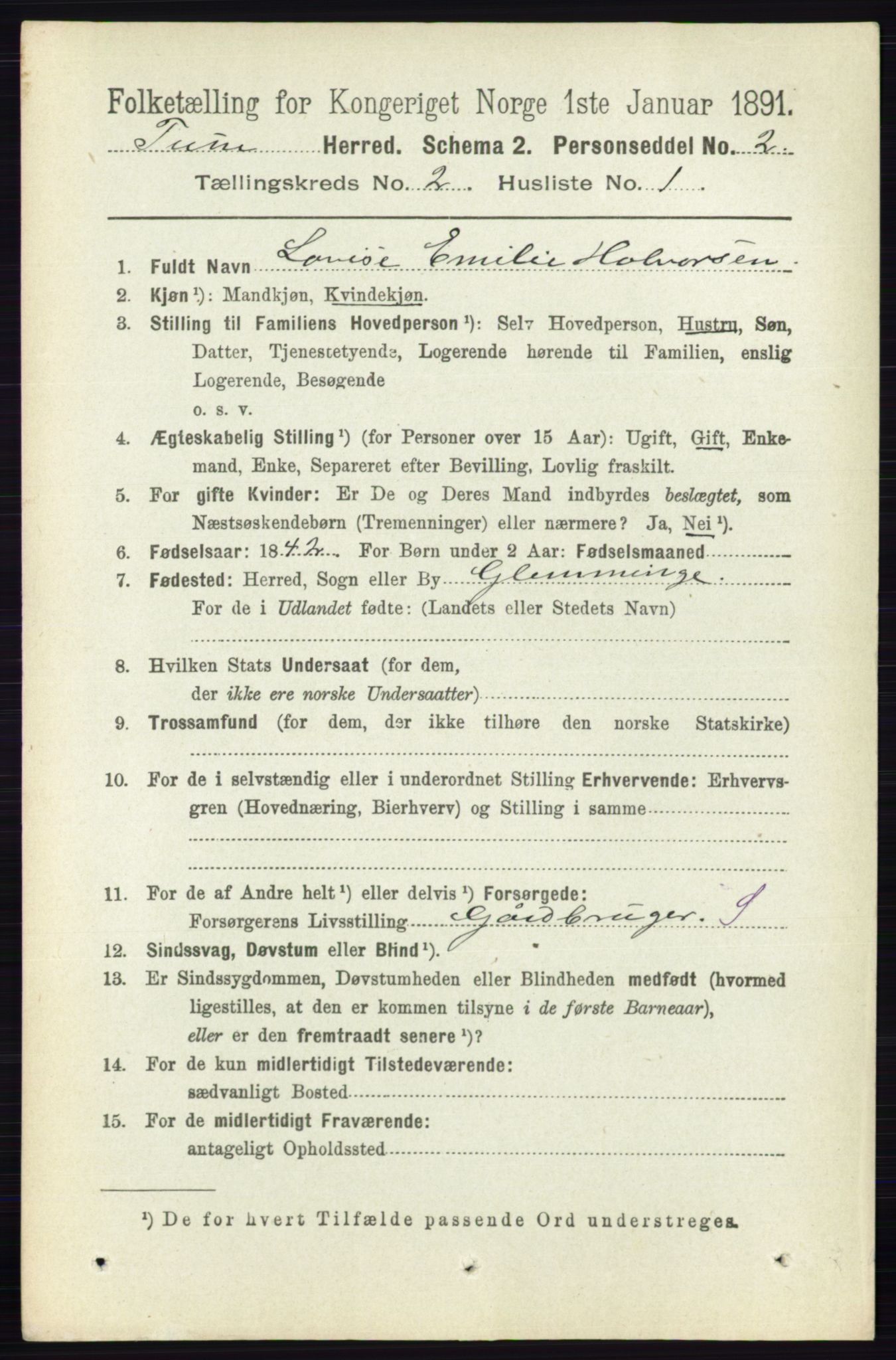 RA, 1891 census for 0130 Tune, 1891, p. 742