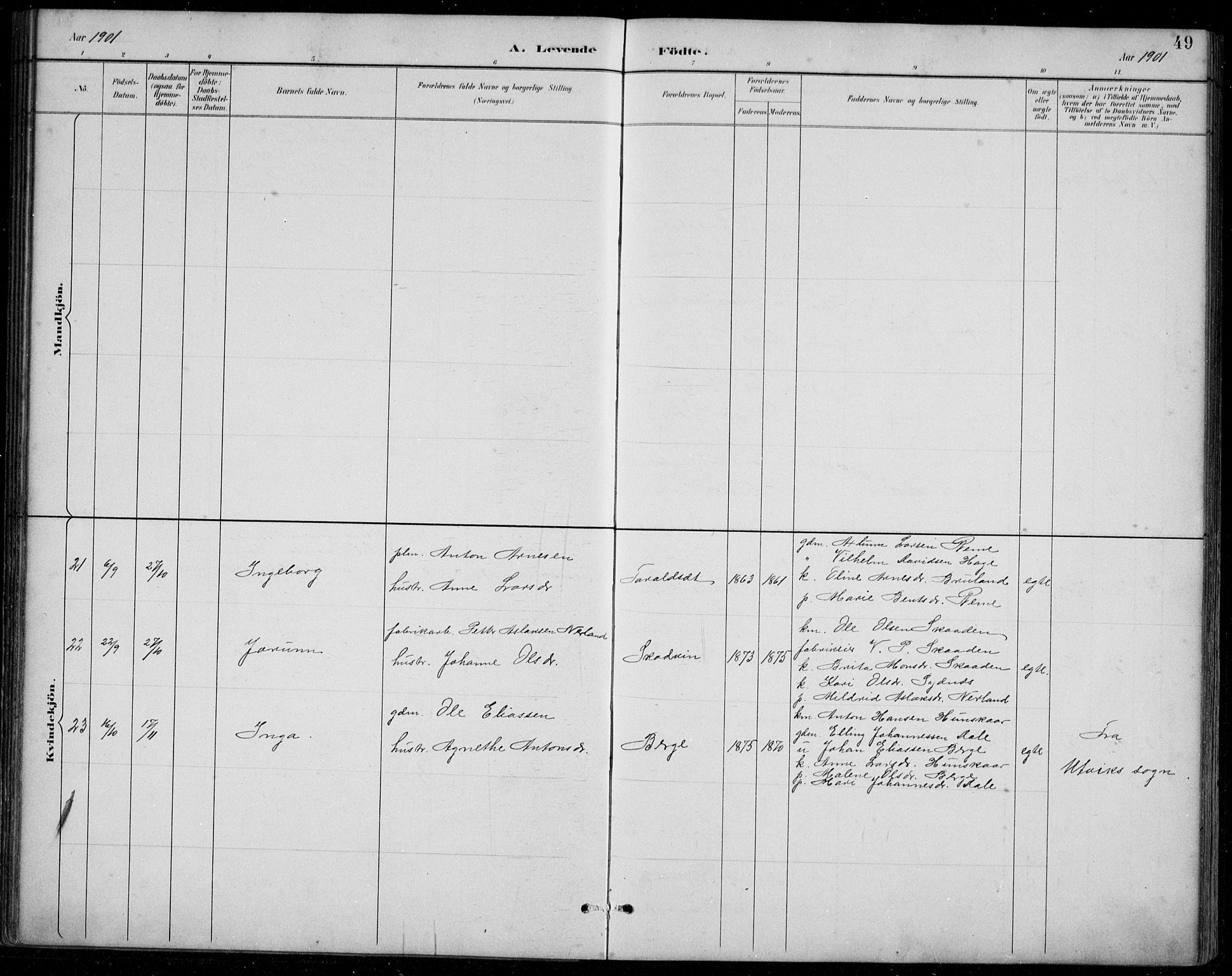 Innvik sokneprestembete, AV/SAB-A-80501: Parish register (copy) no. A 3, 1886-1912, p. 49