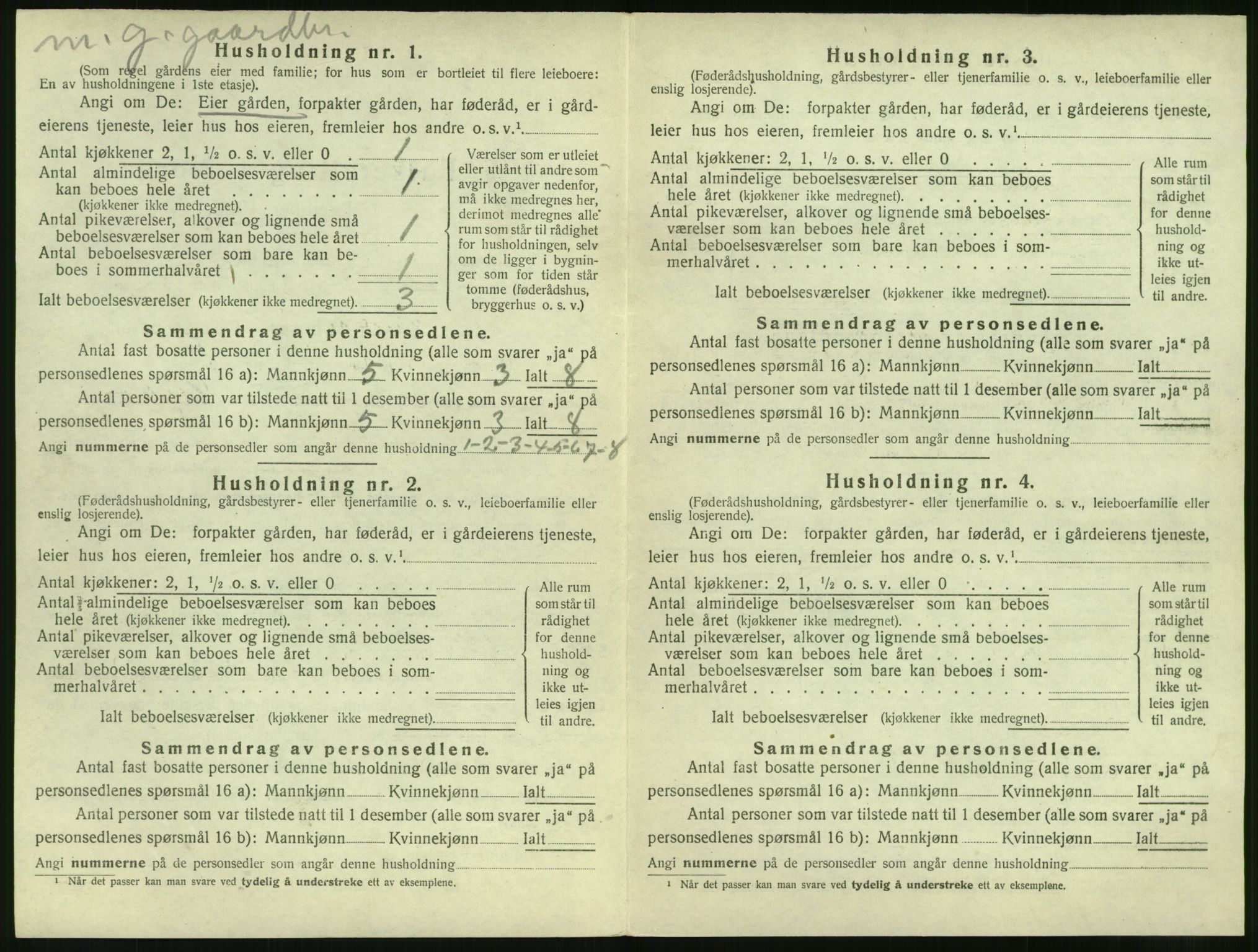 SAT, 1920 census for Vatne, 1920, p. 433