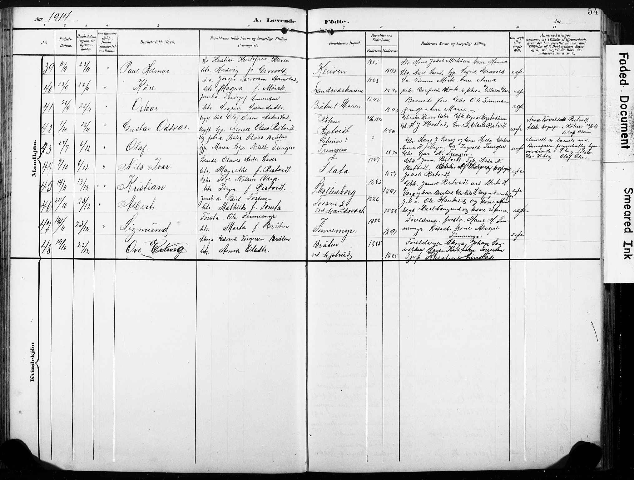 Sandsvær kirkebøker, SAKO/A-244/G/Gd/L0004a: Parish register (copy) no. IV 4A, 1901-1932, p. 54