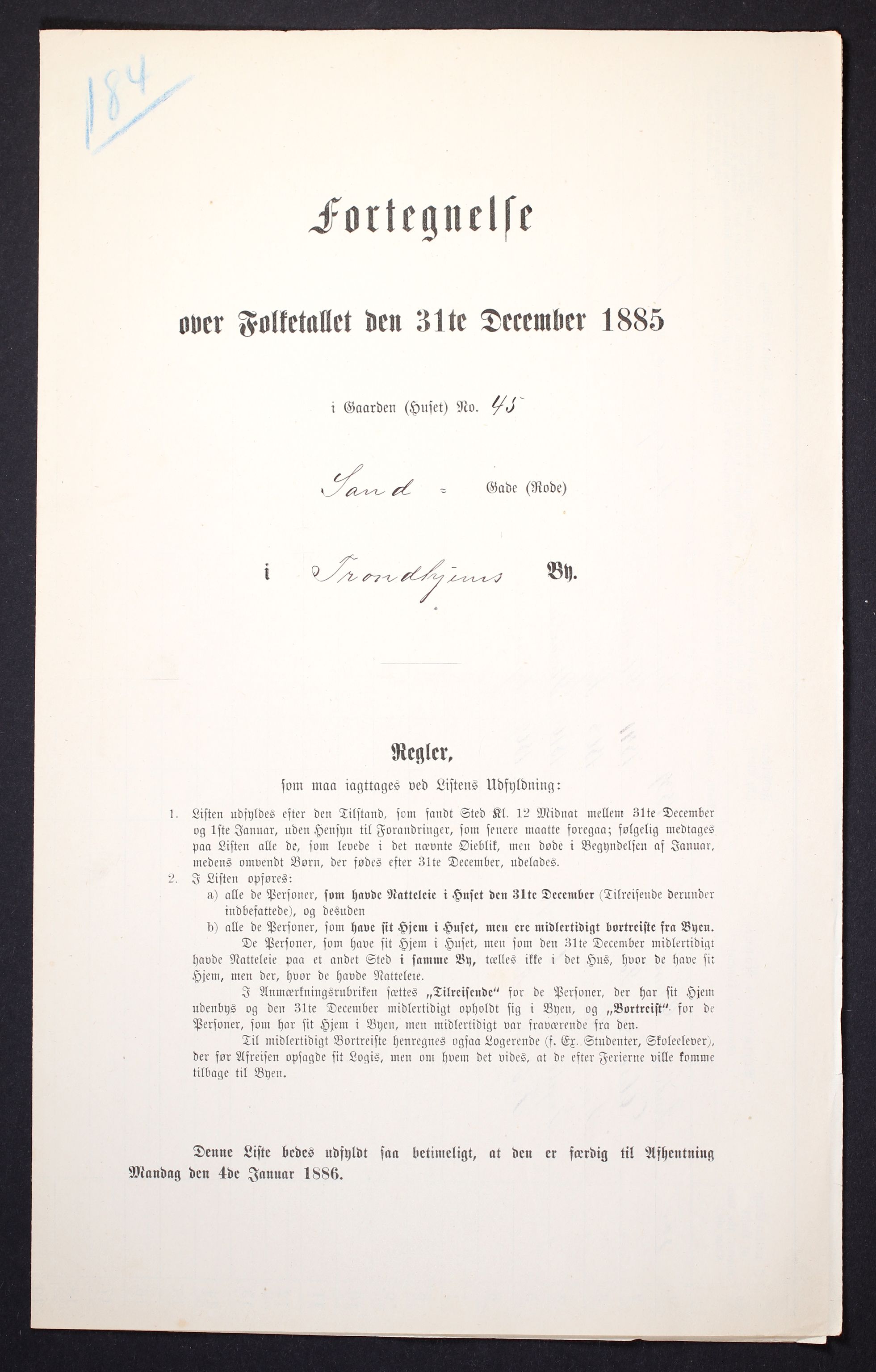 SAT, 1885 census for 1601 Trondheim, 1885, p. 924