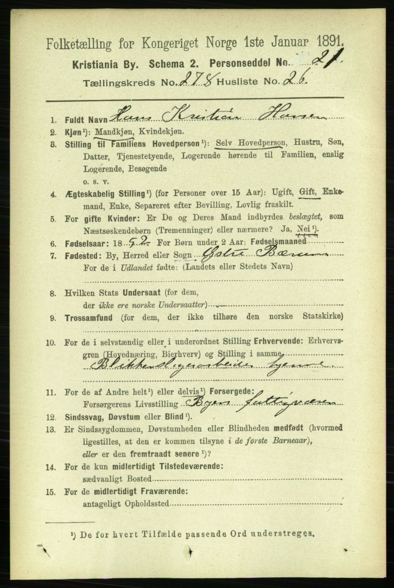 RA, 1891 census for 0301 Kristiania, 1891, p. 169275