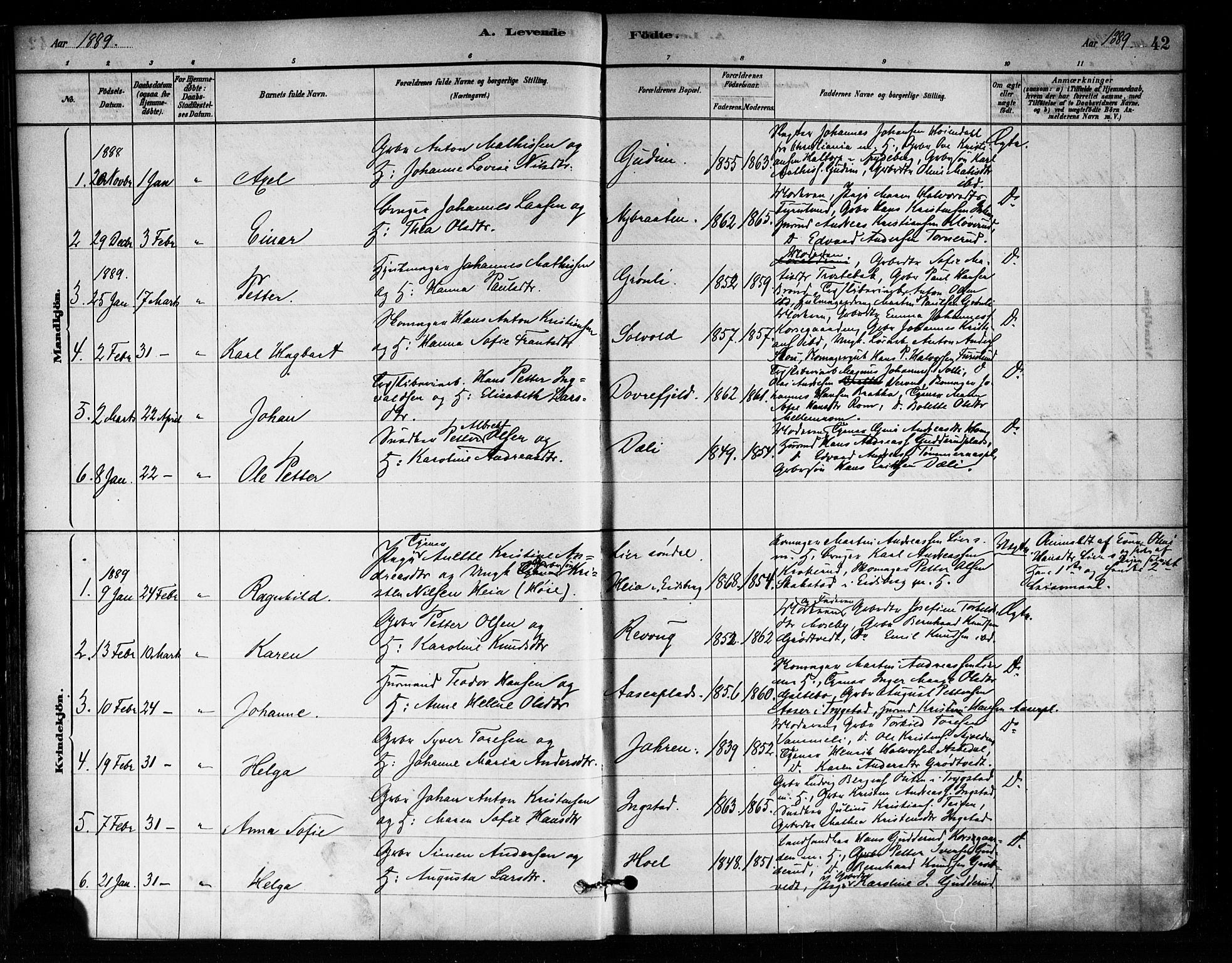 Askim prestekontor Kirkebøker, SAO/A-10900/F/Fa/L0007: Parish register (official) no. 7, 1882-1897, p. 42