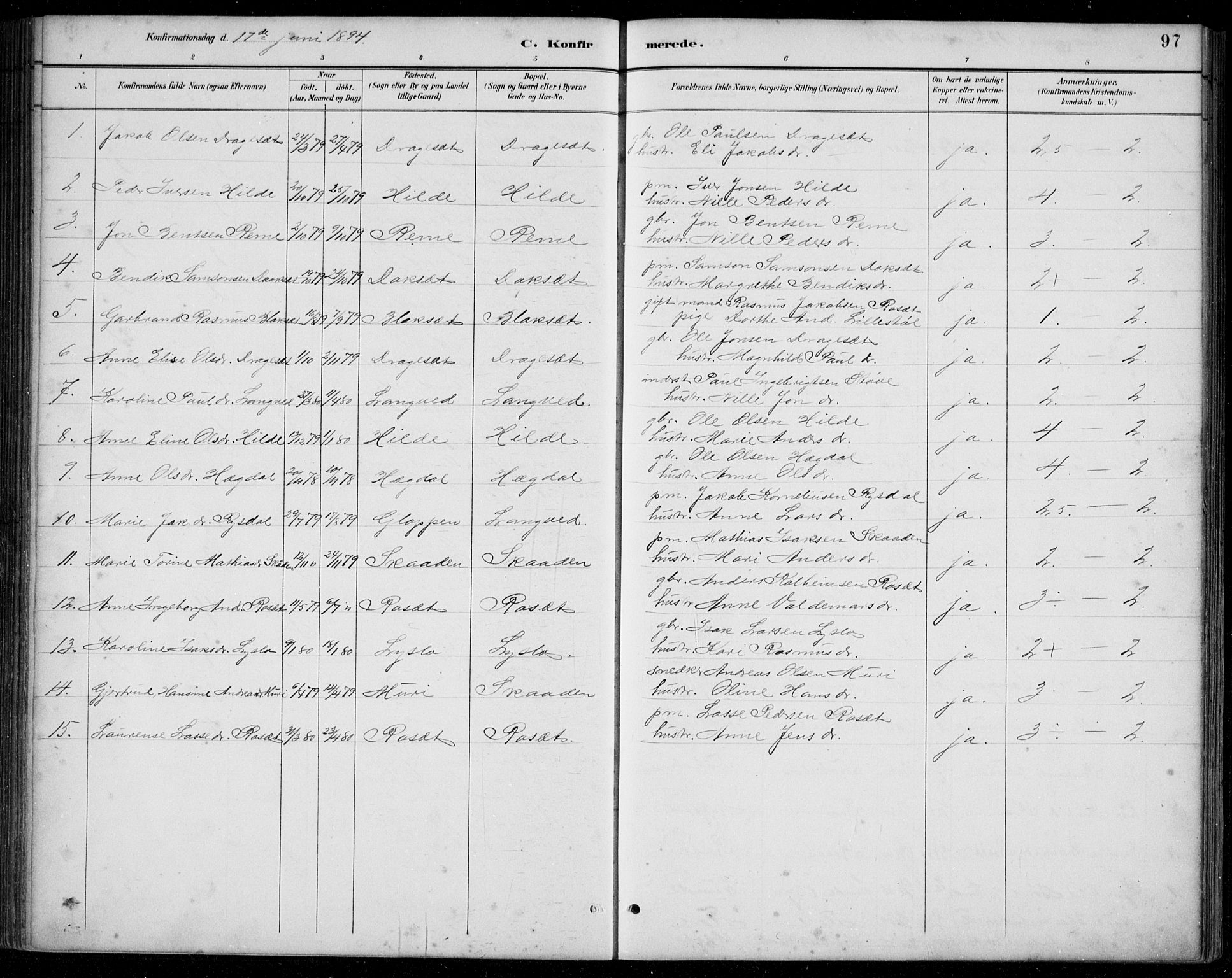 Innvik sokneprestembete, SAB/A-80501: Parish register (copy) no. A 3, 1886-1912, p. 97
