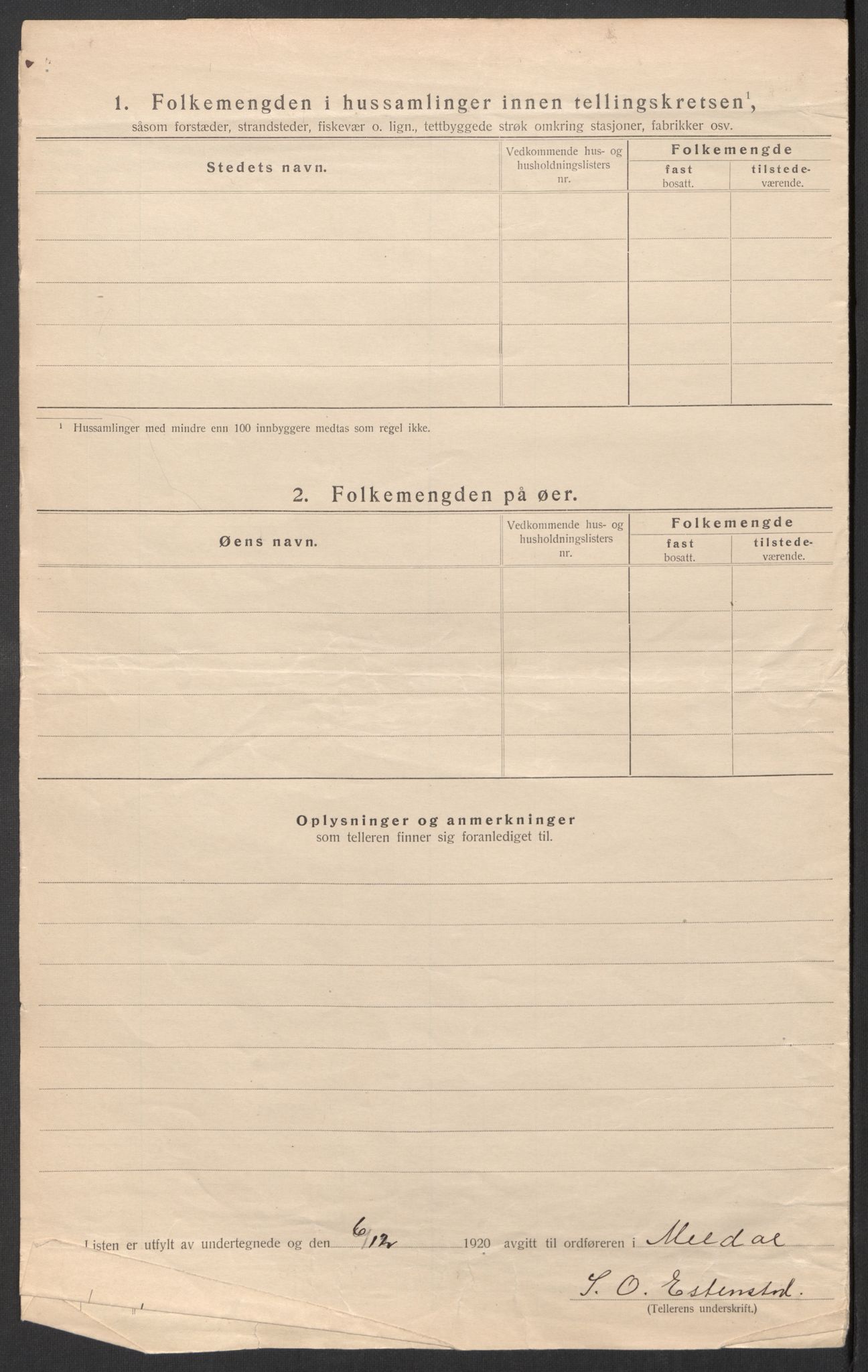 SAT, 1920 census for Meldal, 1920, p. 30