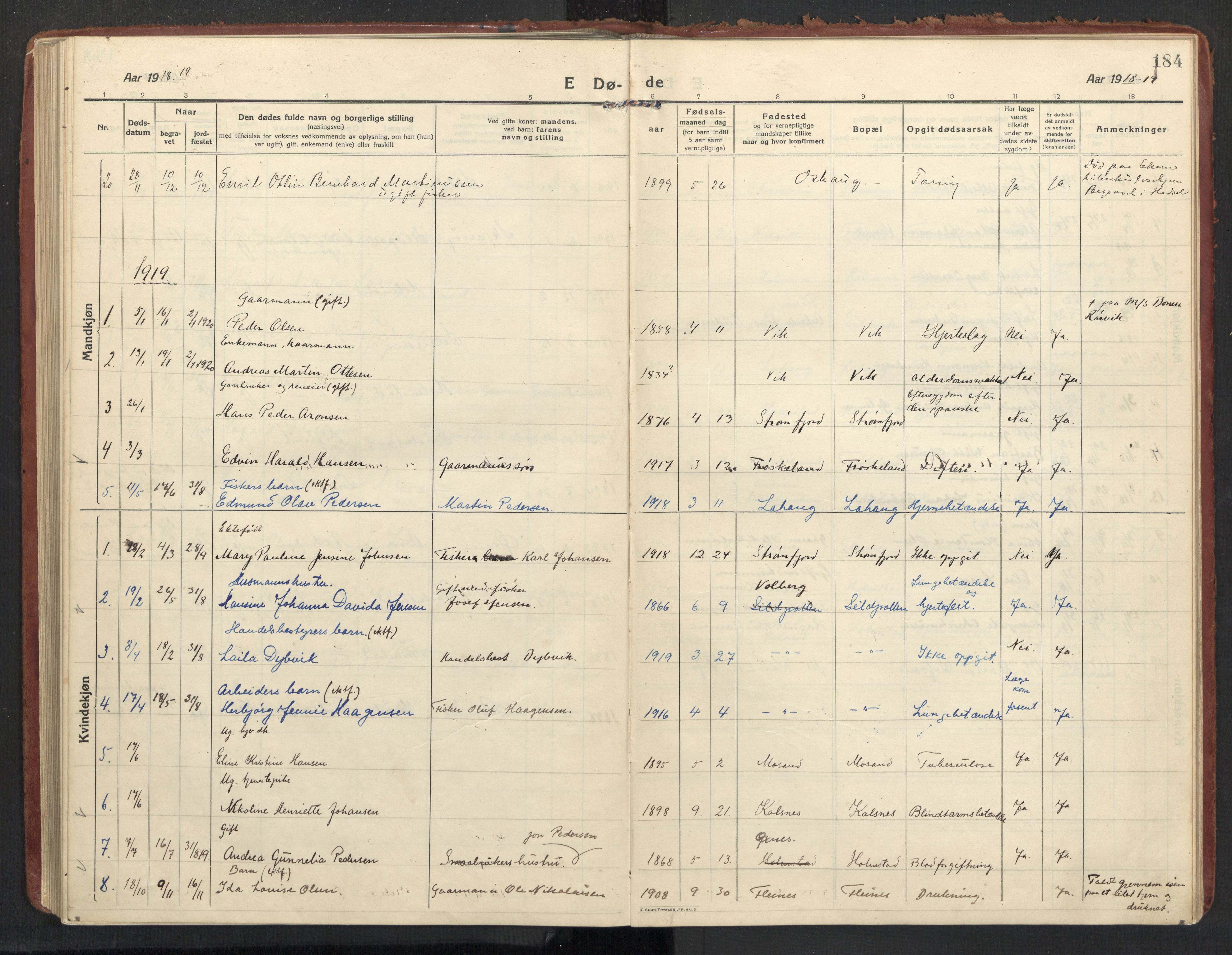 Ministerialprotokoller, klokkerbøker og fødselsregistre - Nordland, SAT/A-1459/890/L1288: Parish register (official) no. 890A03, 1915-1925, p. 184