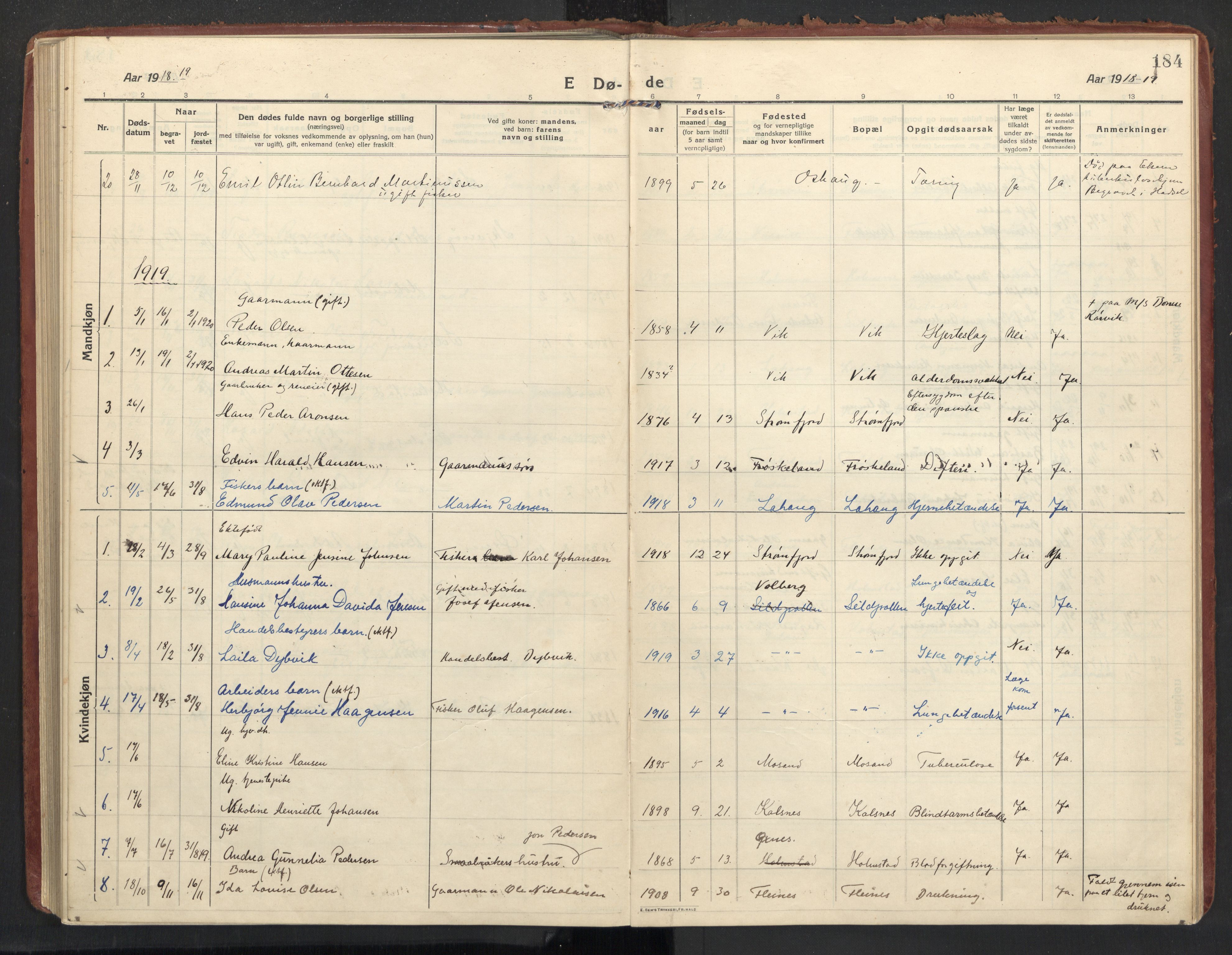 Ministerialprotokoller, klokkerbøker og fødselsregistre - Nordland, AV/SAT-A-1459/890/L1288: Parish register (official) no. 890A03, 1915-1925, p. 184