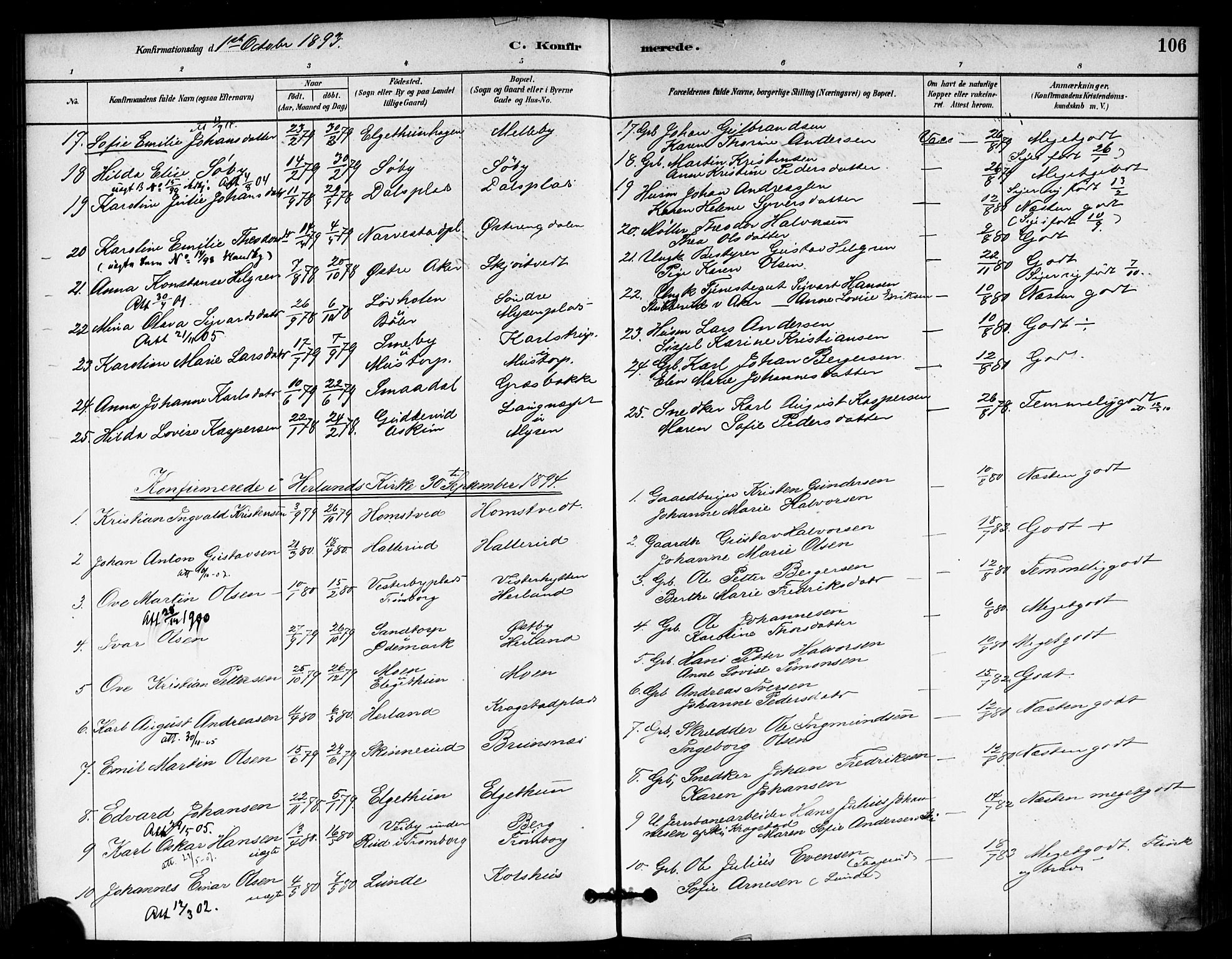 Eidsberg prestekontor Kirkebøker, SAO/A-10905/F/Fb/L0001: Parish register (official) no. II 1, 1879-1900, p. 106