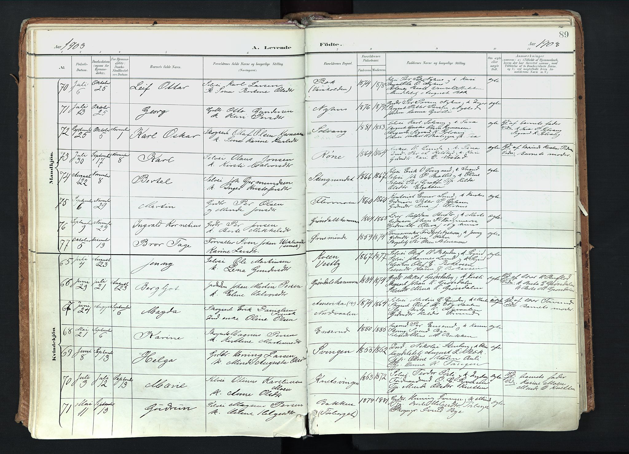 Trysil prestekontor, AV/SAH-PREST-046/H/Ha/Haa/L0012: Parish register (official) no. 12, 1898-1917, p. 89