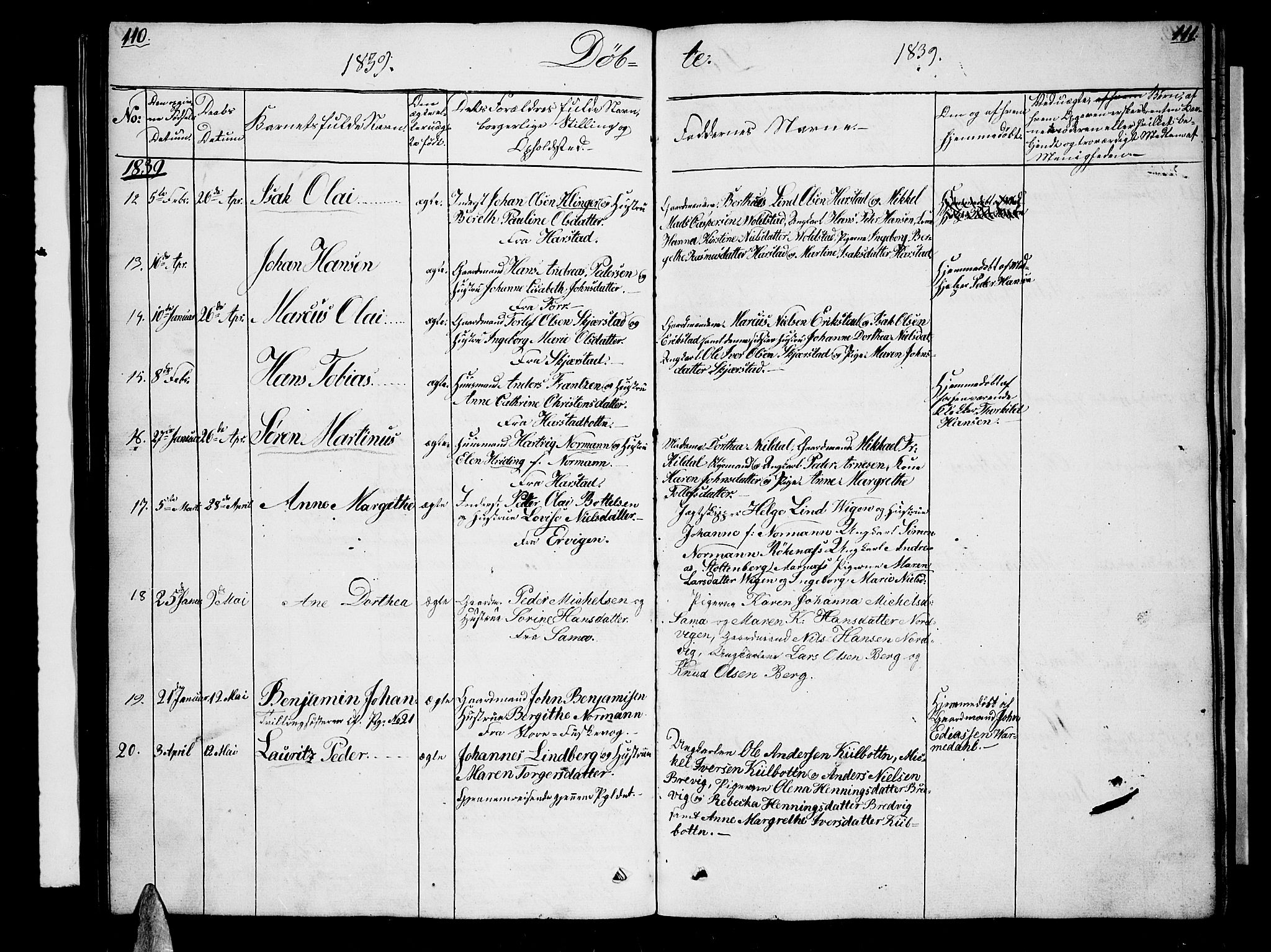 Trondenes sokneprestkontor, SATØ/S-1319/H/Hb/L0005klokker: Parish register (copy) no. 5, 1834-1845, p. 110-111