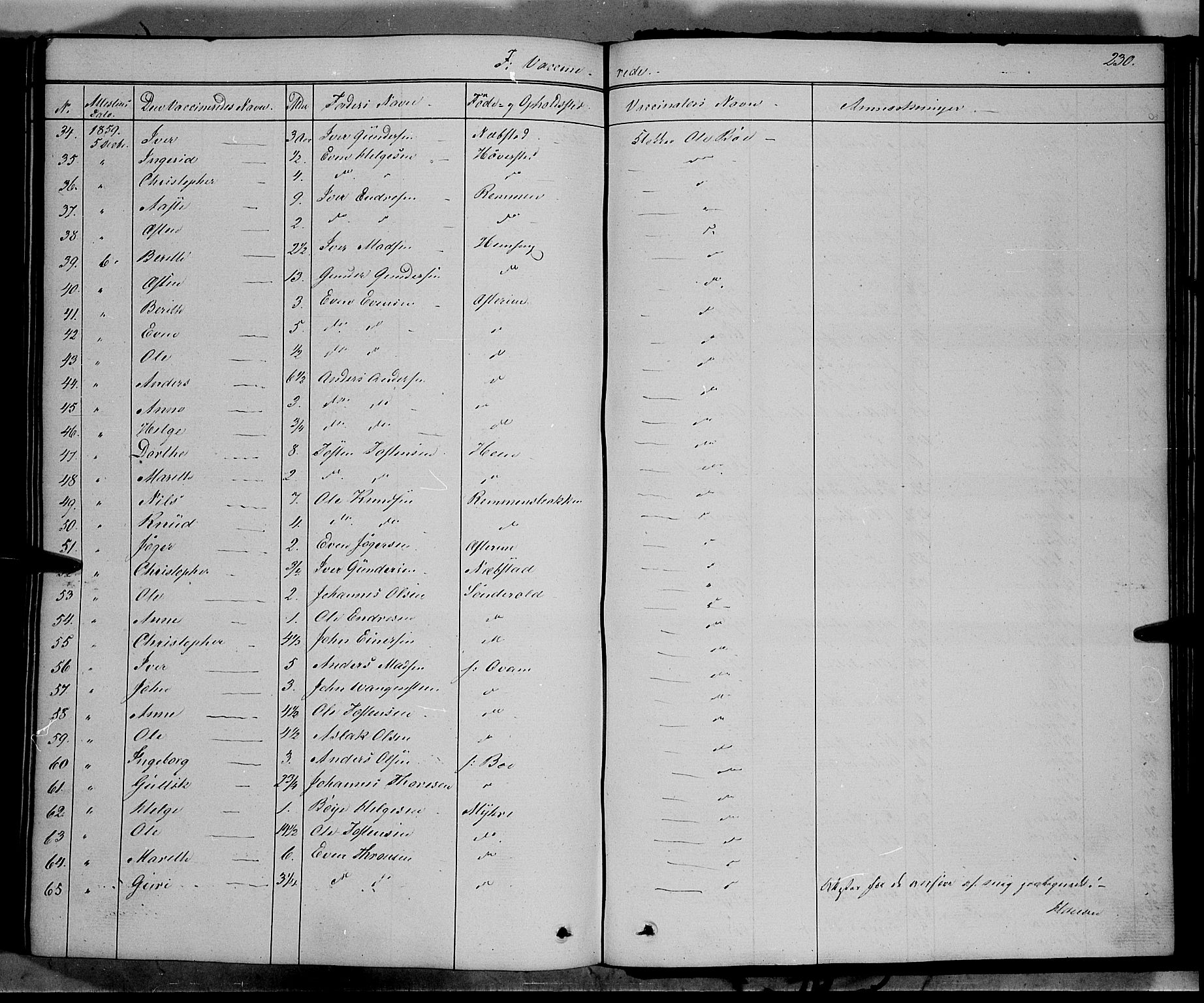 Vang prestekontor, Valdres, AV/SAH-PREST-140/H/Ha/L0006: Parish register (official) no. 6, 1846-1864, p. 230