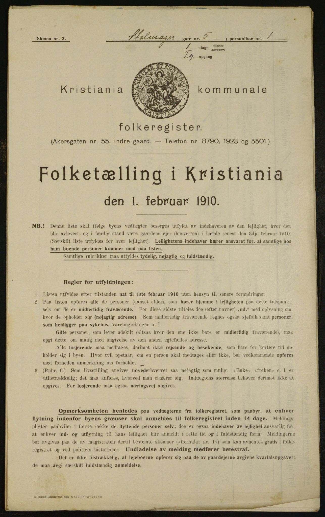 OBA, Municipal Census 1910 for Kristiania, 1910, p. 97491