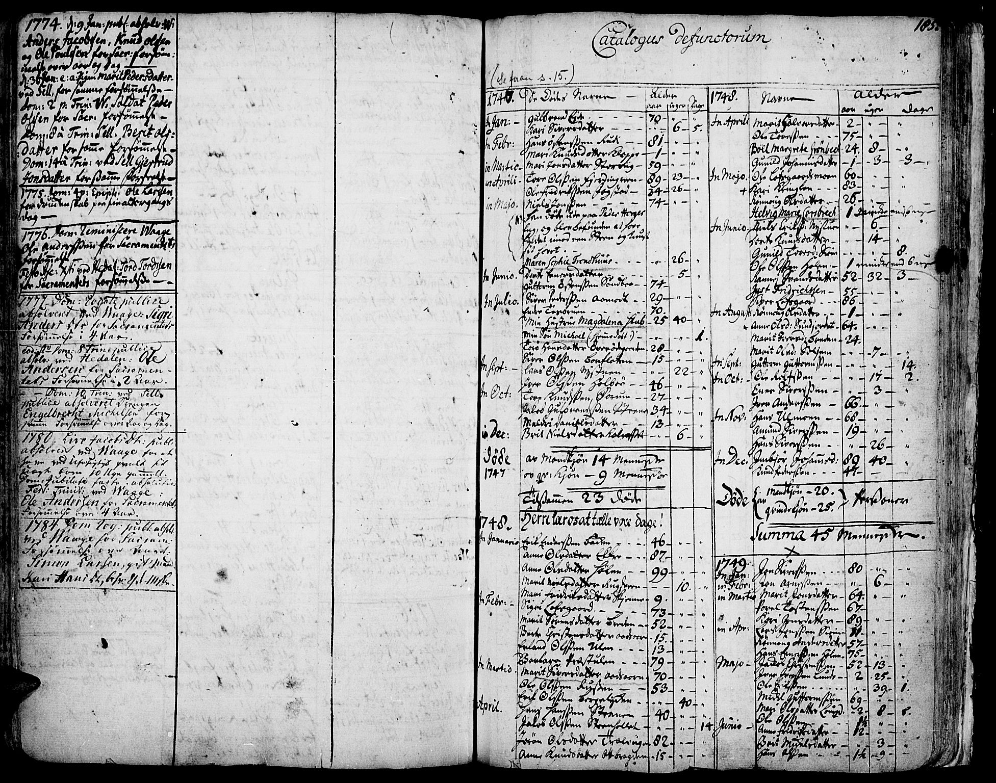 Vågå prestekontor, SAH/PREST-076/H/Ha/Haa/L0001: Parish register (official) no. 1, 1739-1810, p. 185