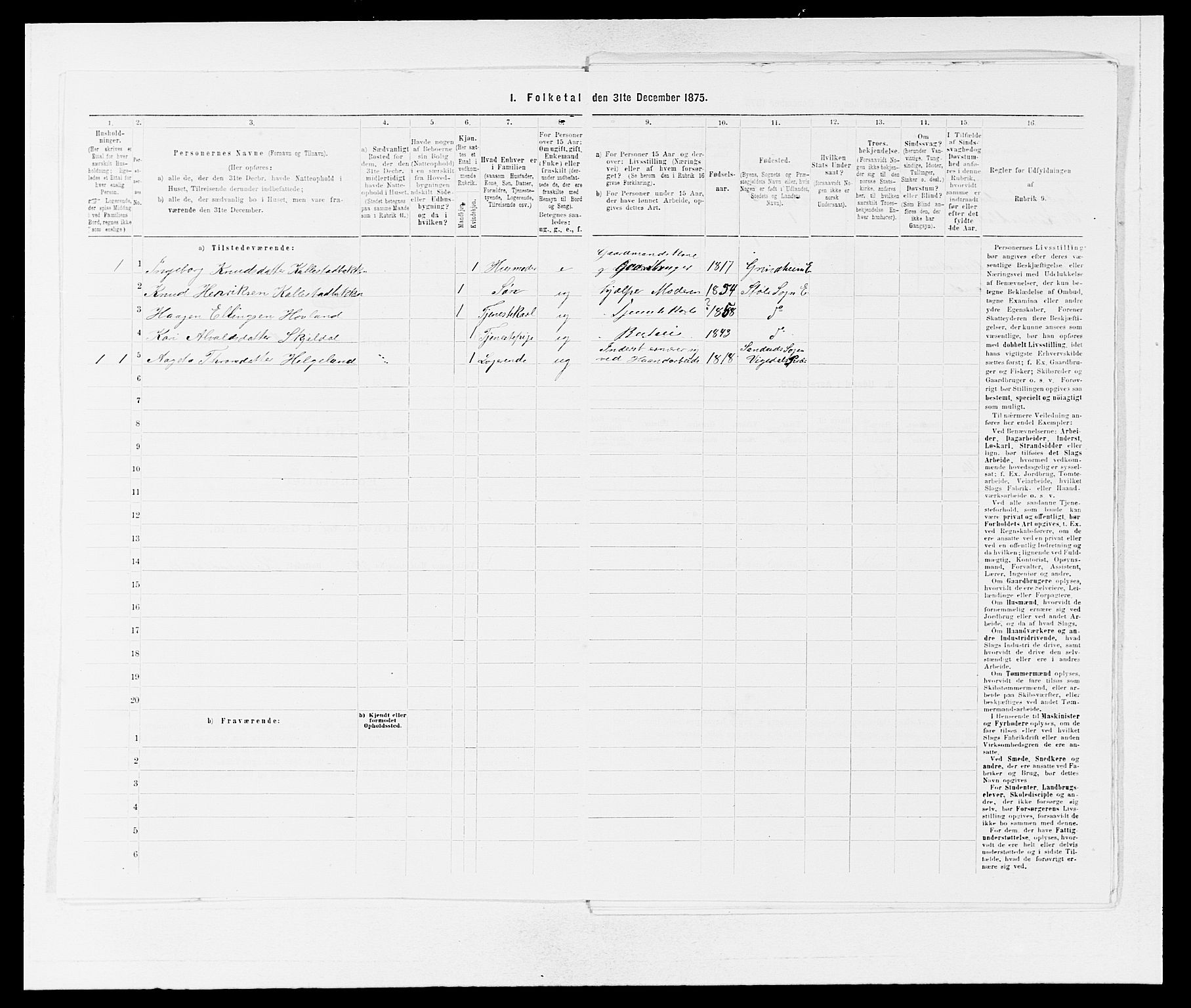 SAB, 1875 census for 1211P Etne, 1875, p. 278