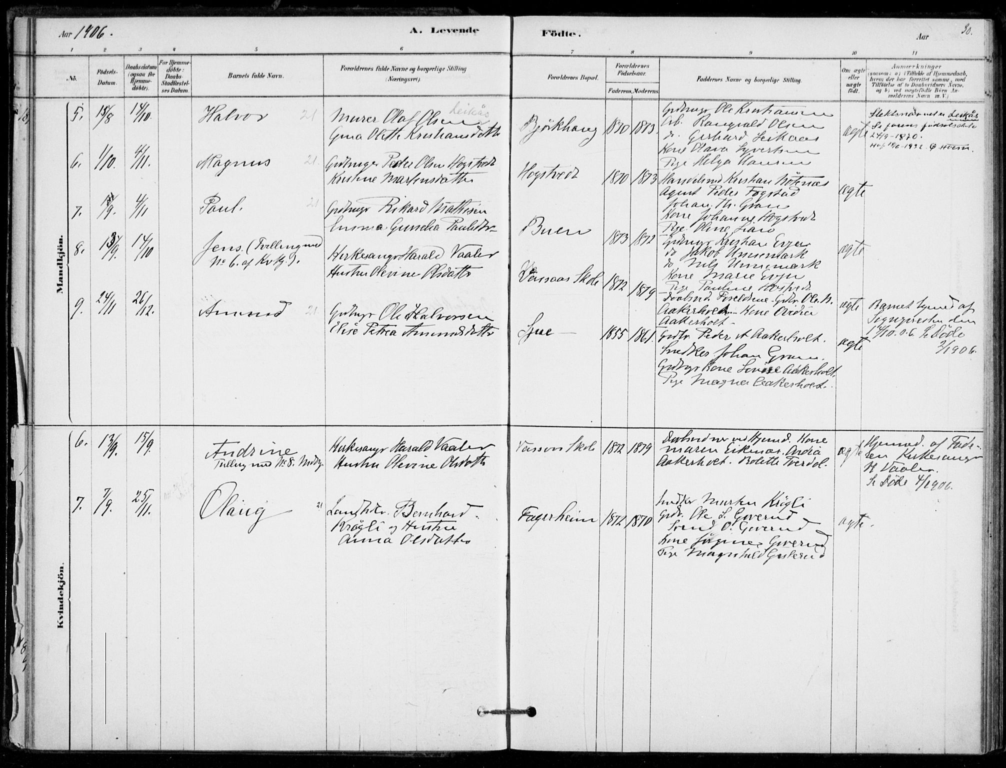 Hof kirkebøker, AV/SAKO-A-64/F/Fb/L0001: Parish register (official) no. II 1, 1878-1907, p. 30