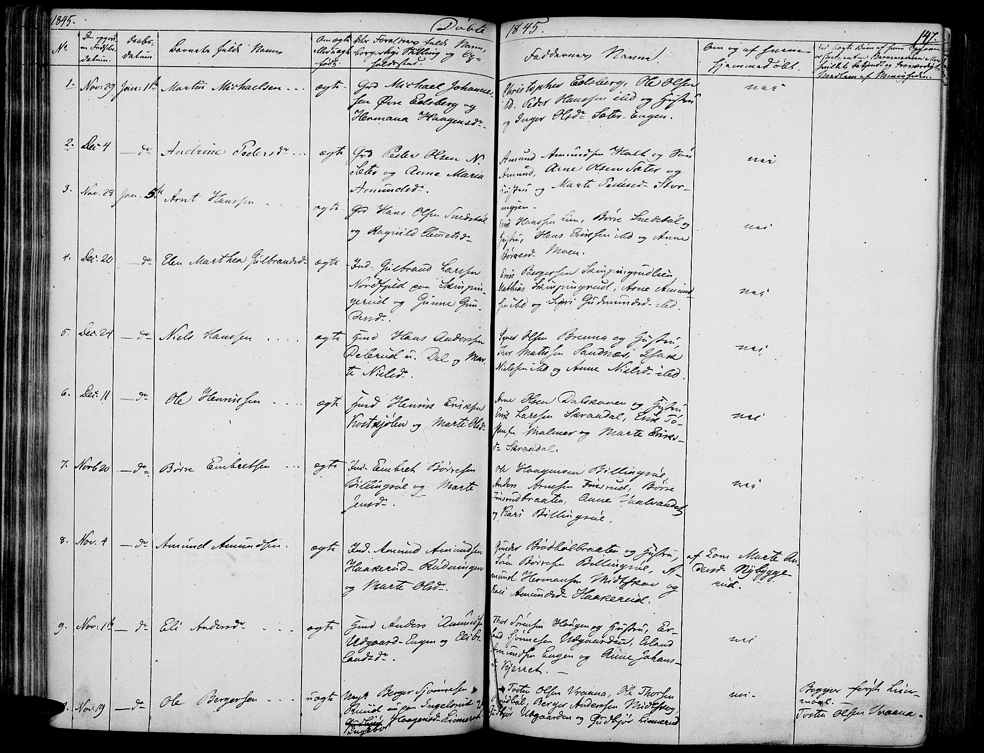Vinger prestekontor, SAH/PREST-024/H/Ha/Haa/L0008: Parish register (official) no. 8, 1839-1847, p. 147