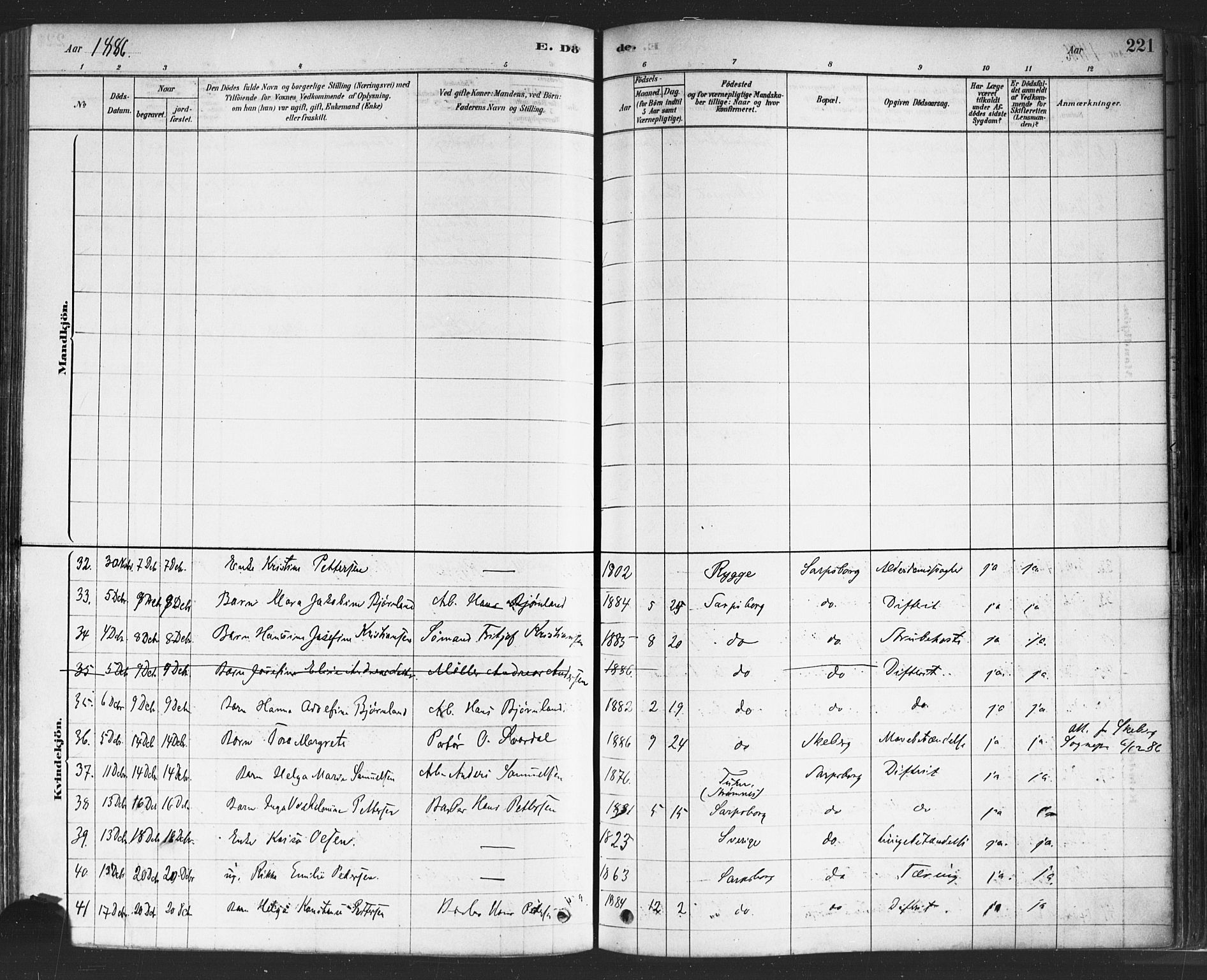 Sarpsborg prestekontor Kirkebøker, AV/SAO-A-2006/F/Fa/L0003: Parish register (official) no. 3, 1878-1891, p. 221