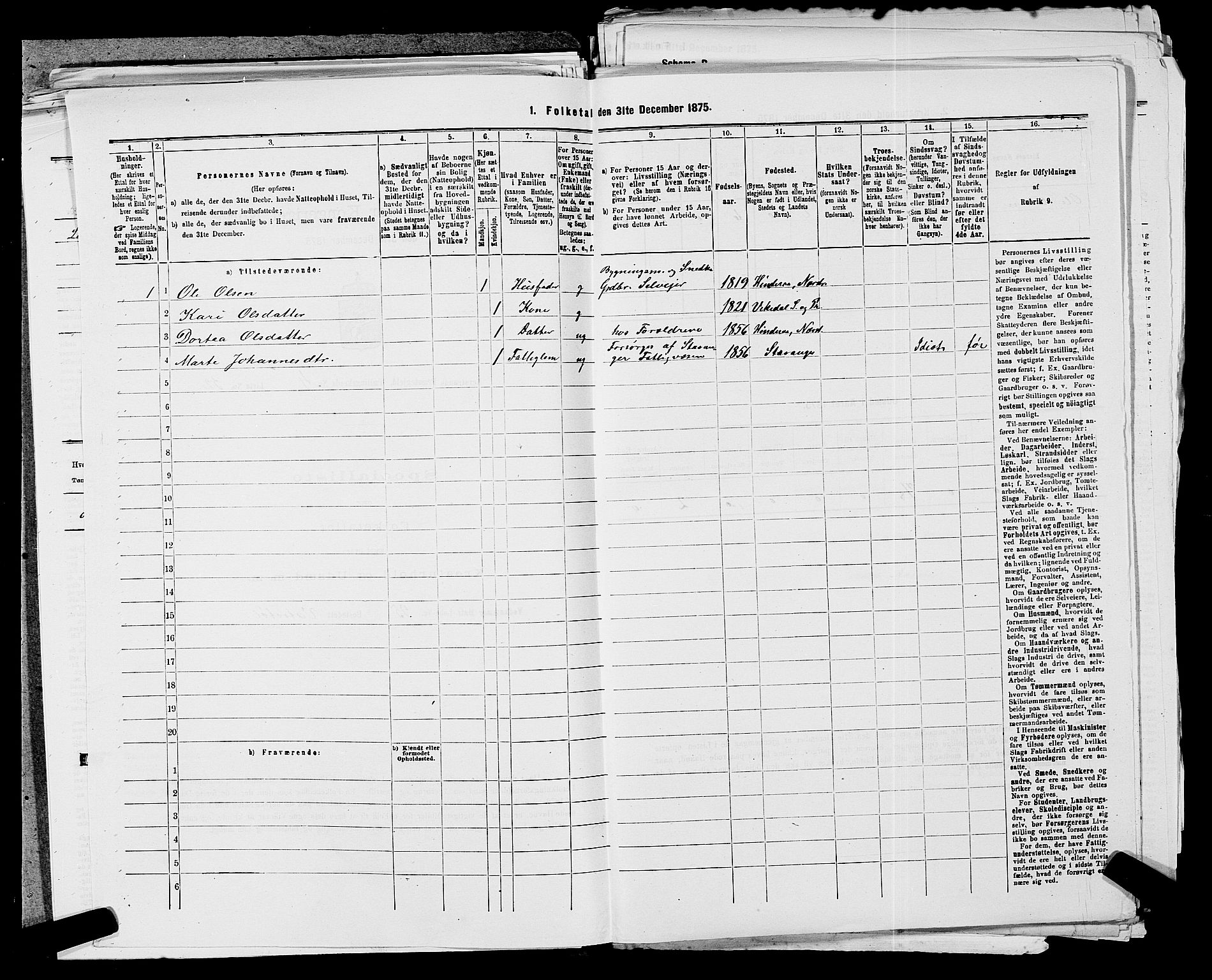 SAST, 1875 census for 1139P Nedstrand, 1875, p. 211