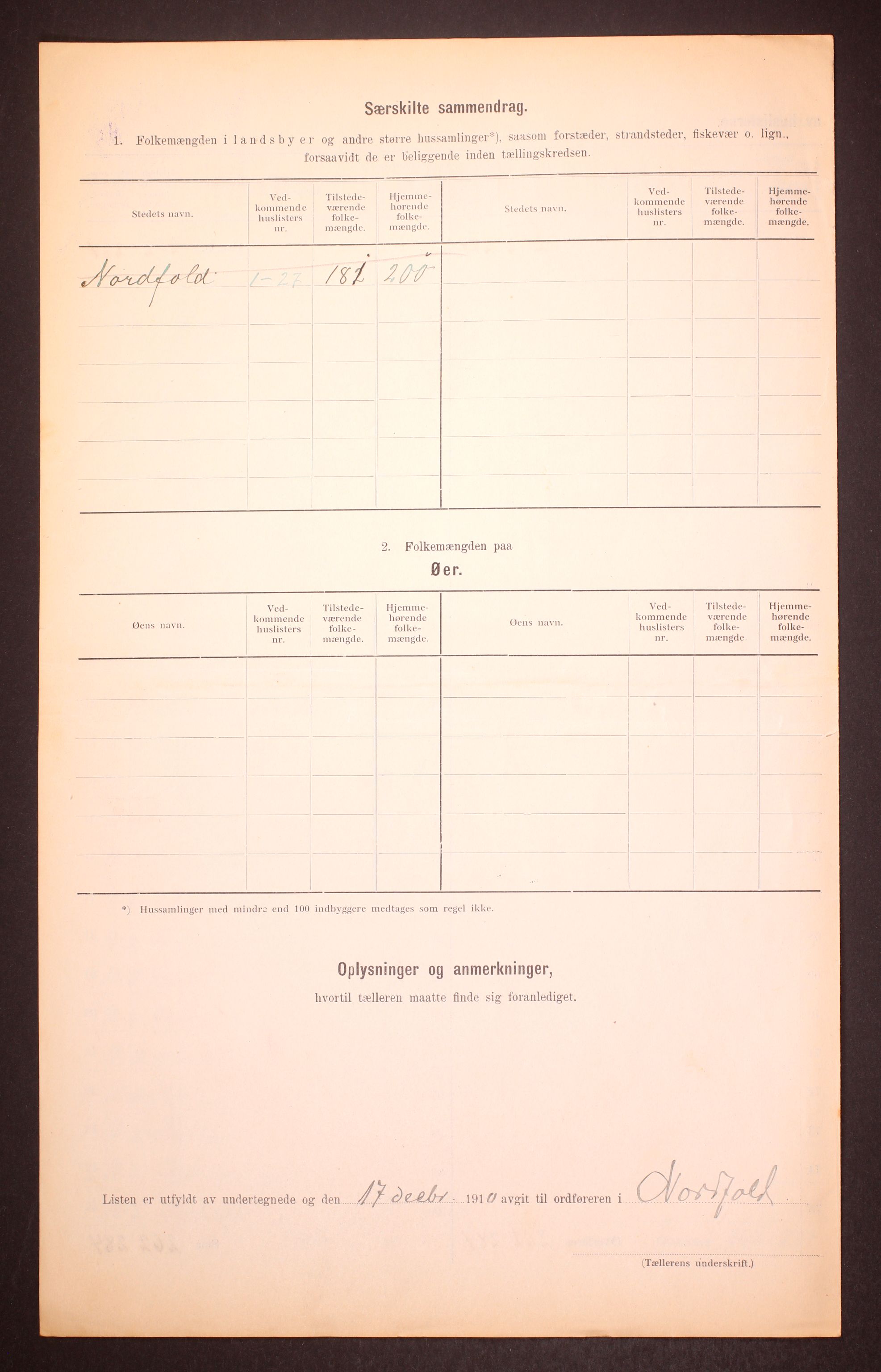 RA, 1910 census for Nordfold, 1910, p. 9