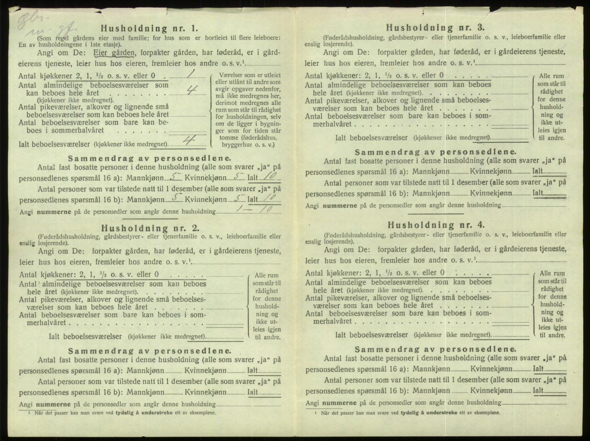 SAB, 1920 census for Hornindal, 1920, p. 305