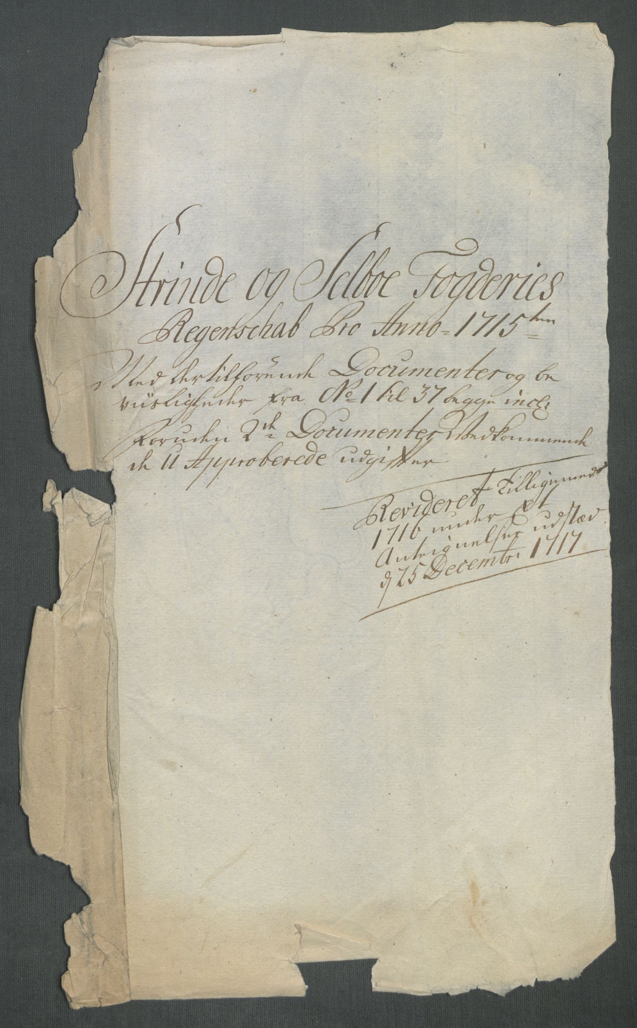 Rentekammeret inntil 1814, Reviderte regnskaper, Fogderegnskap, AV/RA-EA-4092/R61/L4115: Fogderegnskap Strinda og Selbu, 1715-1716, p. 4