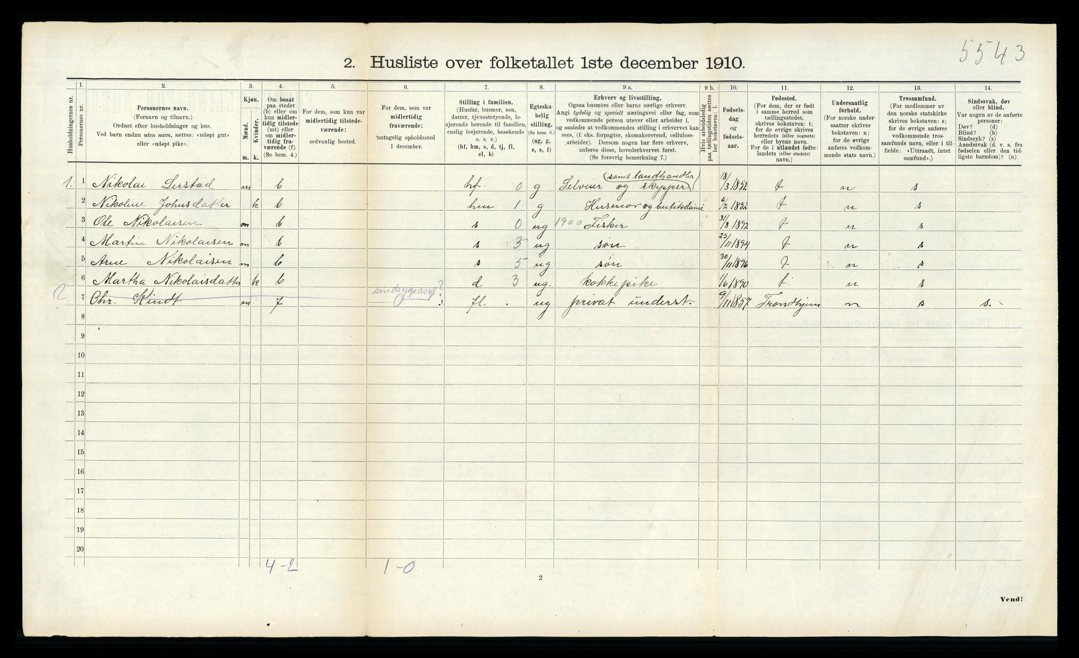 RA, 1910 census for Leksvik, 1910, p. 703