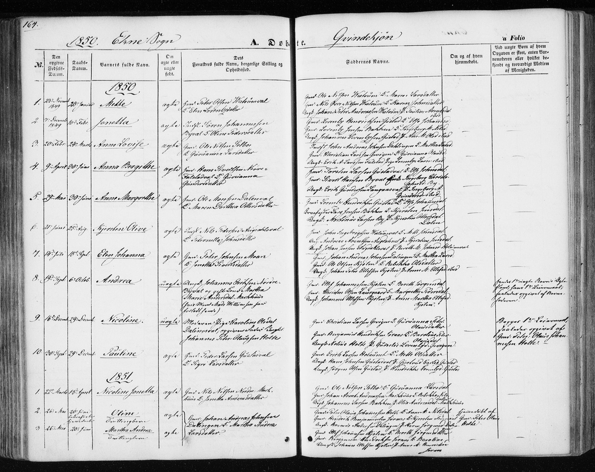 Ministerialprotokoller, klokkerbøker og fødselsregistre - Nord-Trøndelag, SAT/A-1458/717/L0154: Parish register (official) no. 717A07 /3, 1850-1862, p. 164