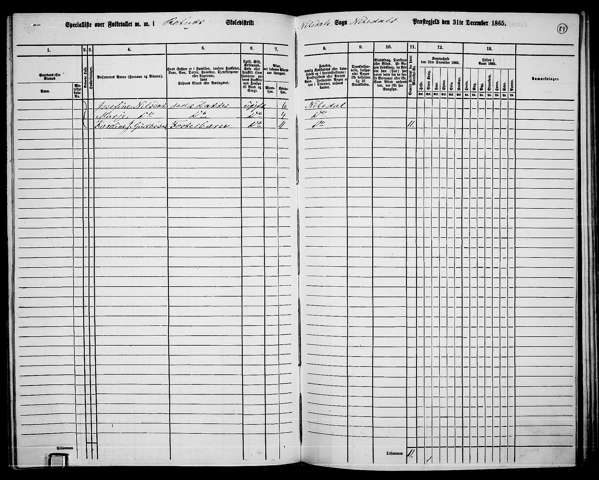 RA, 1865 census for Nittedal, 1865, p. 75