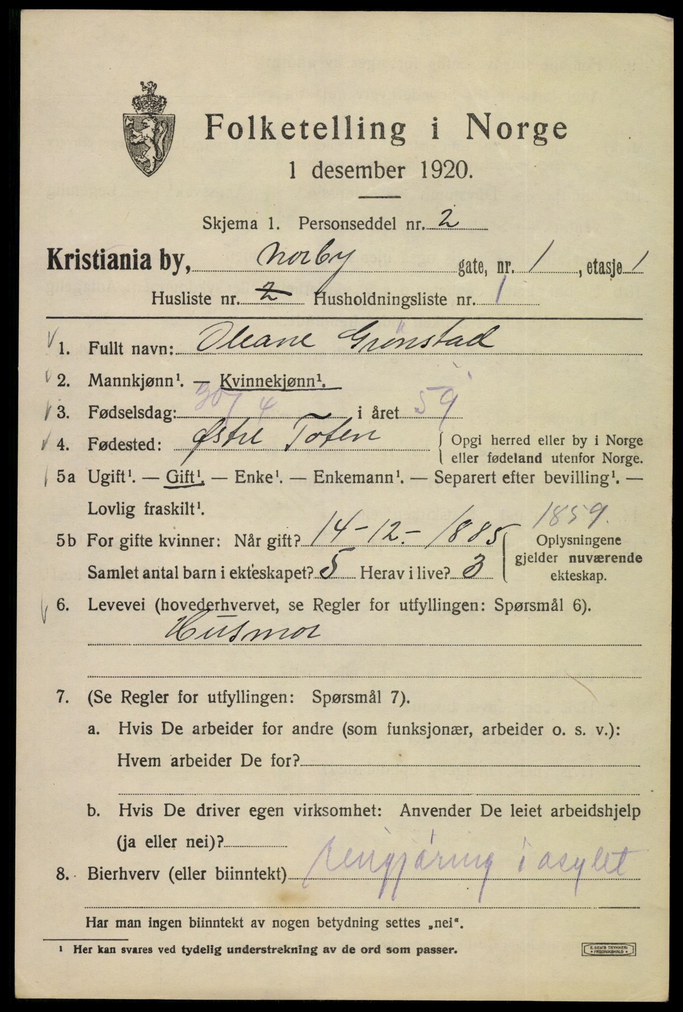 SAO, 1920 census for Kristiania, 1920, p. 418417