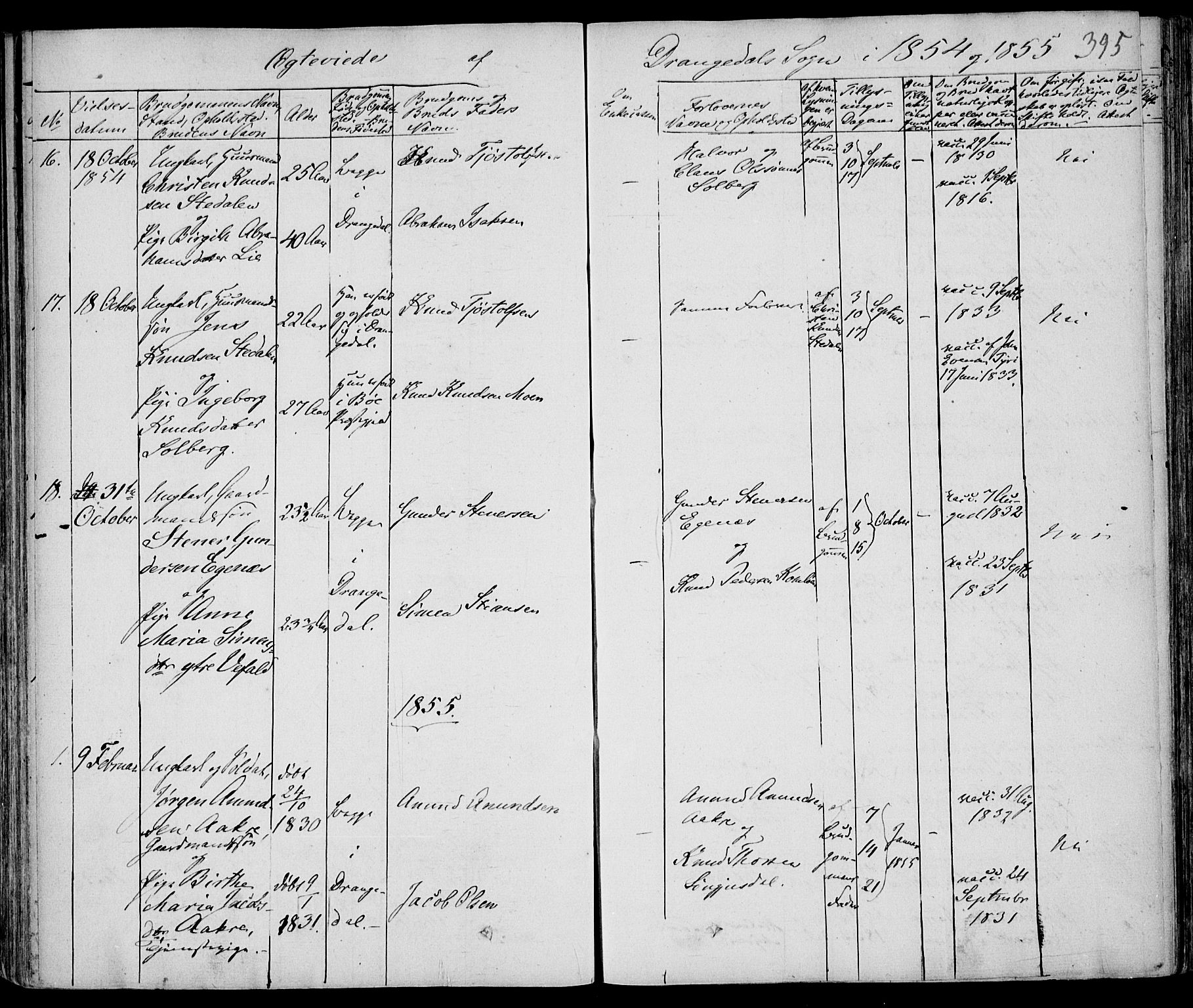 Drangedal kirkebøker, SAKO/A-258/F/Fa/L0007a: Parish register (official) no. 7a, 1837-1856, p. 395