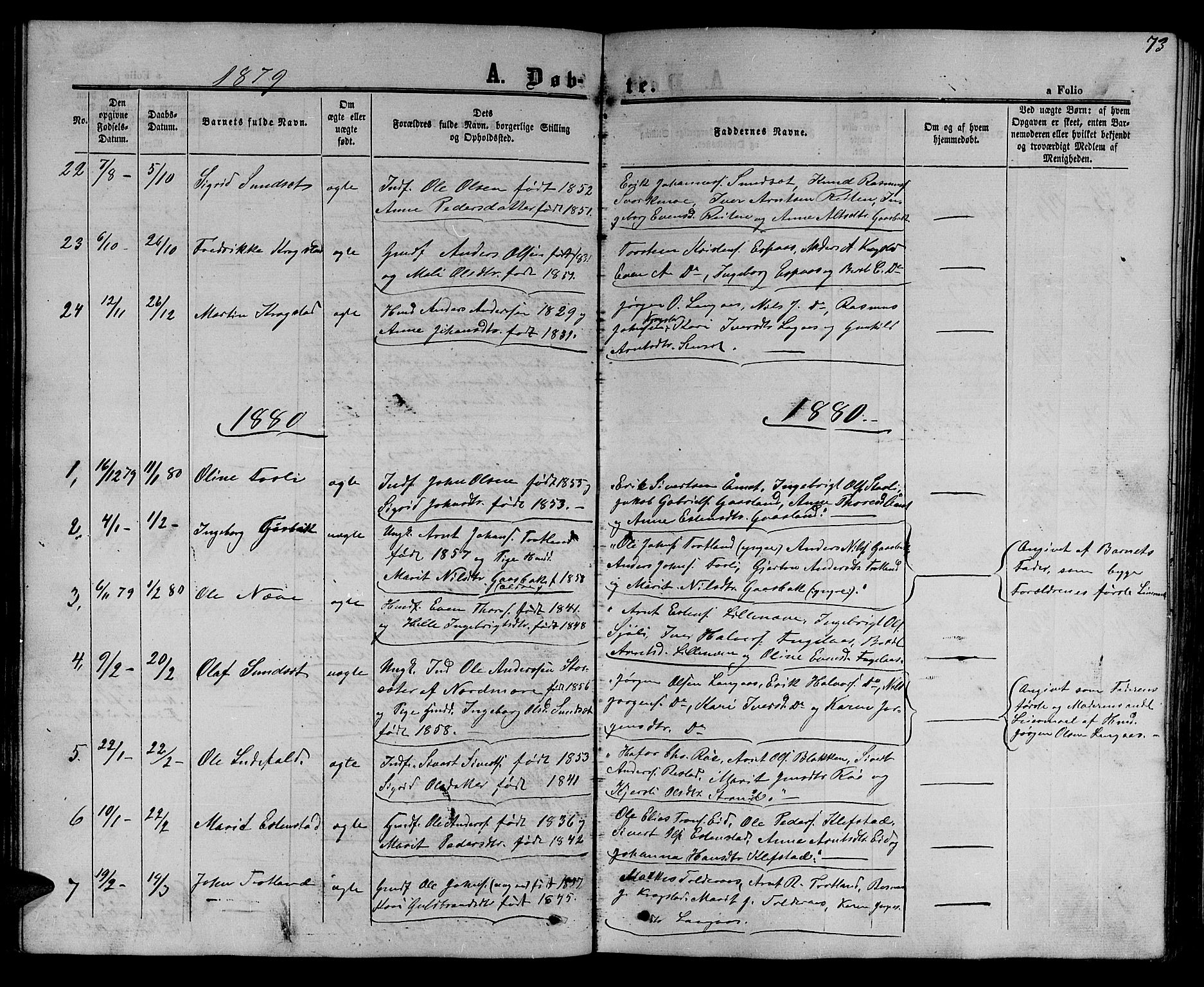 Ministerialprotokoller, klokkerbøker og fødselsregistre - Sør-Trøndelag, SAT/A-1456/694/L1131: Parish register (copy) no. 694C03, 1858-1886, p. 73
