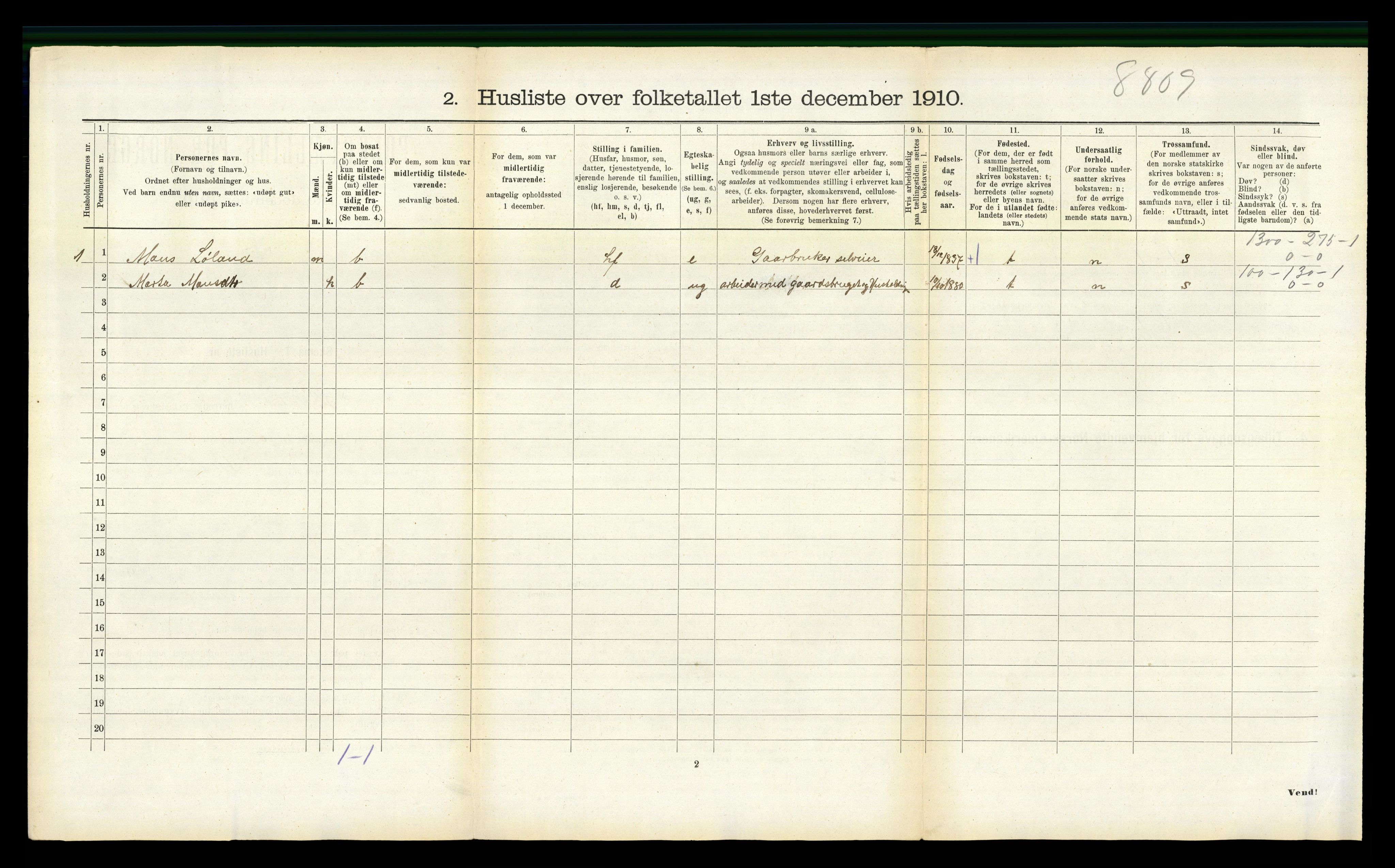 RA, 1910 census for Hyllestad, 1910, p. 770