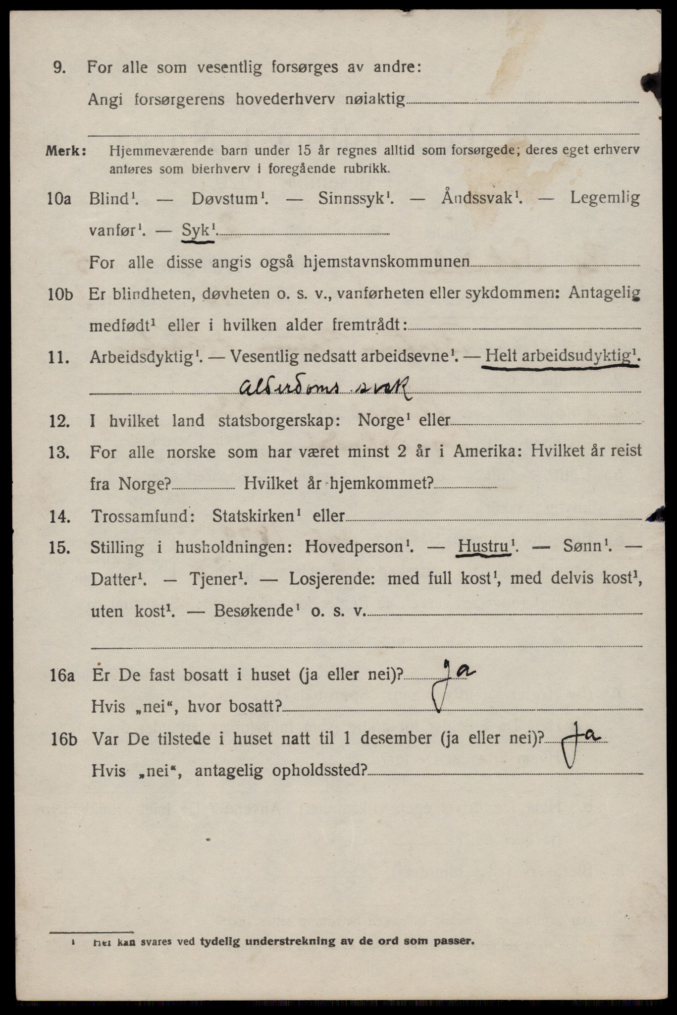 SAST, 1920 census for Sokndal, 1920, p. 3246