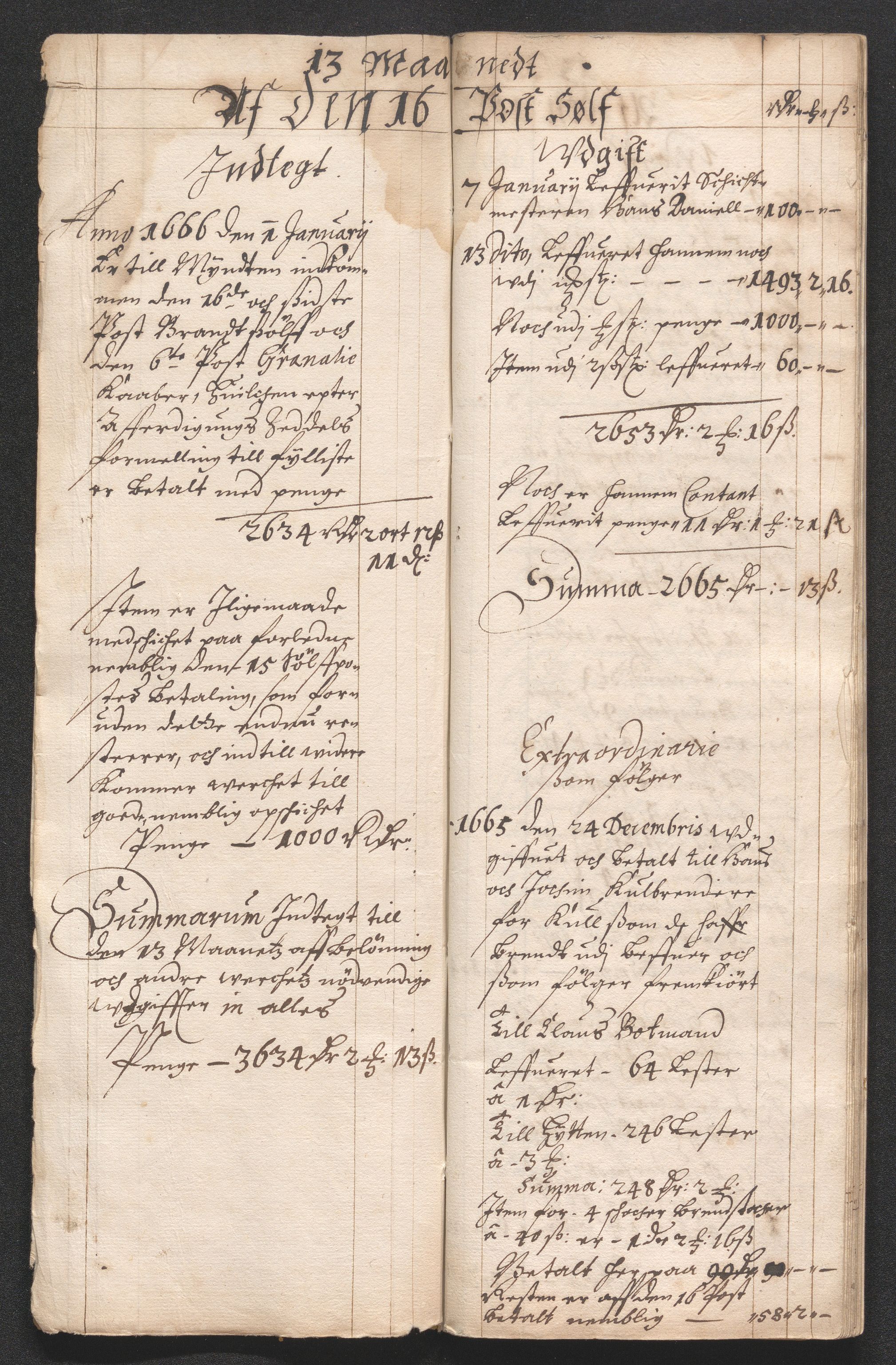 Kongsberg Sølvverk 1623-1816, AV/SAKO-EA-3135/001/D/Dc/Dcd/L0039: Utgiftsregnskap for gruver m.m., 1666, p. 176