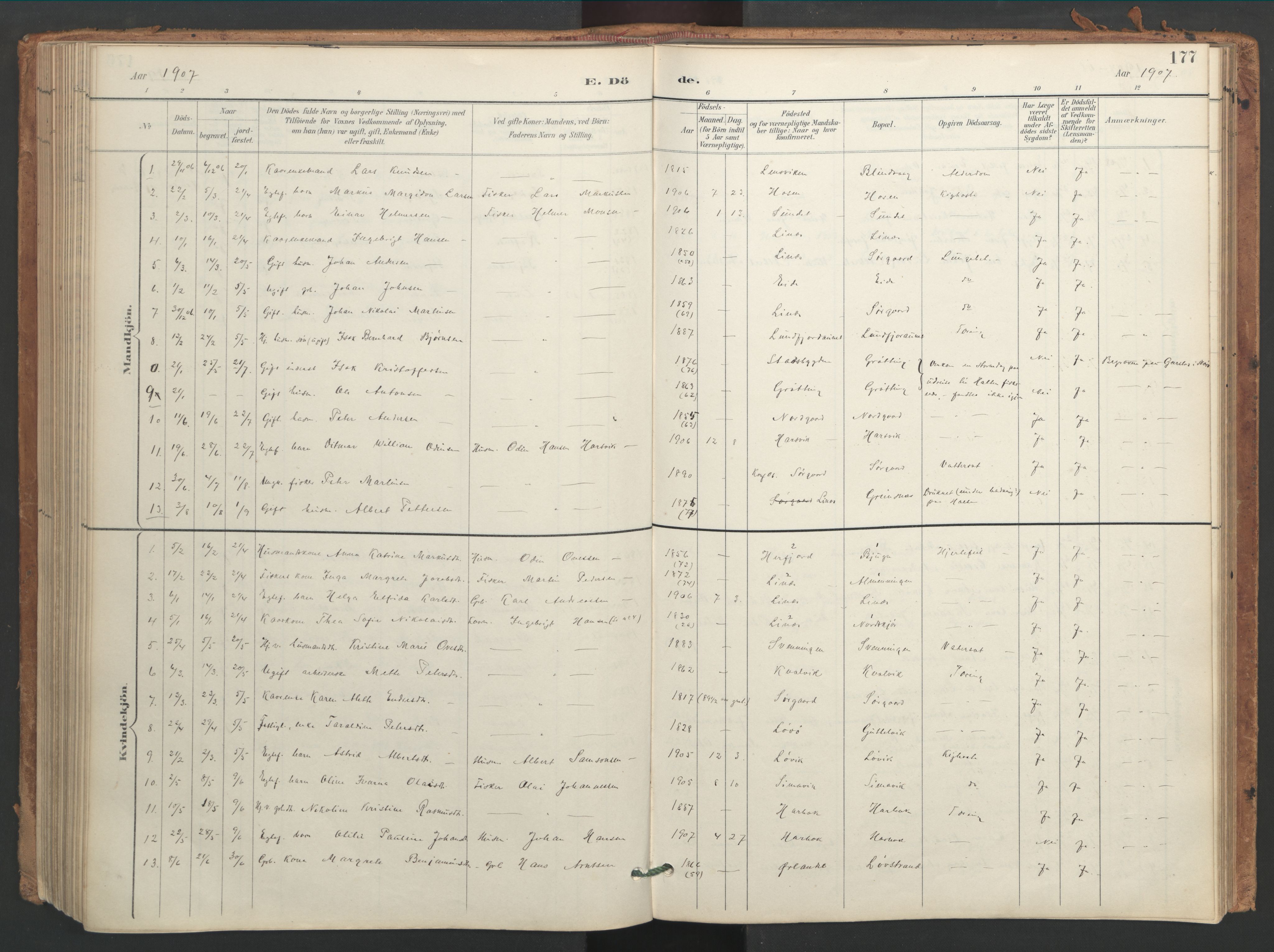 Ministerialprotokoller, klokkerbøker og fødselsregistre - Sør-Trøndelag, SAT/A-1456/656/L0693: Parish register (official) no. 656A02, 1894-1913, p. 177