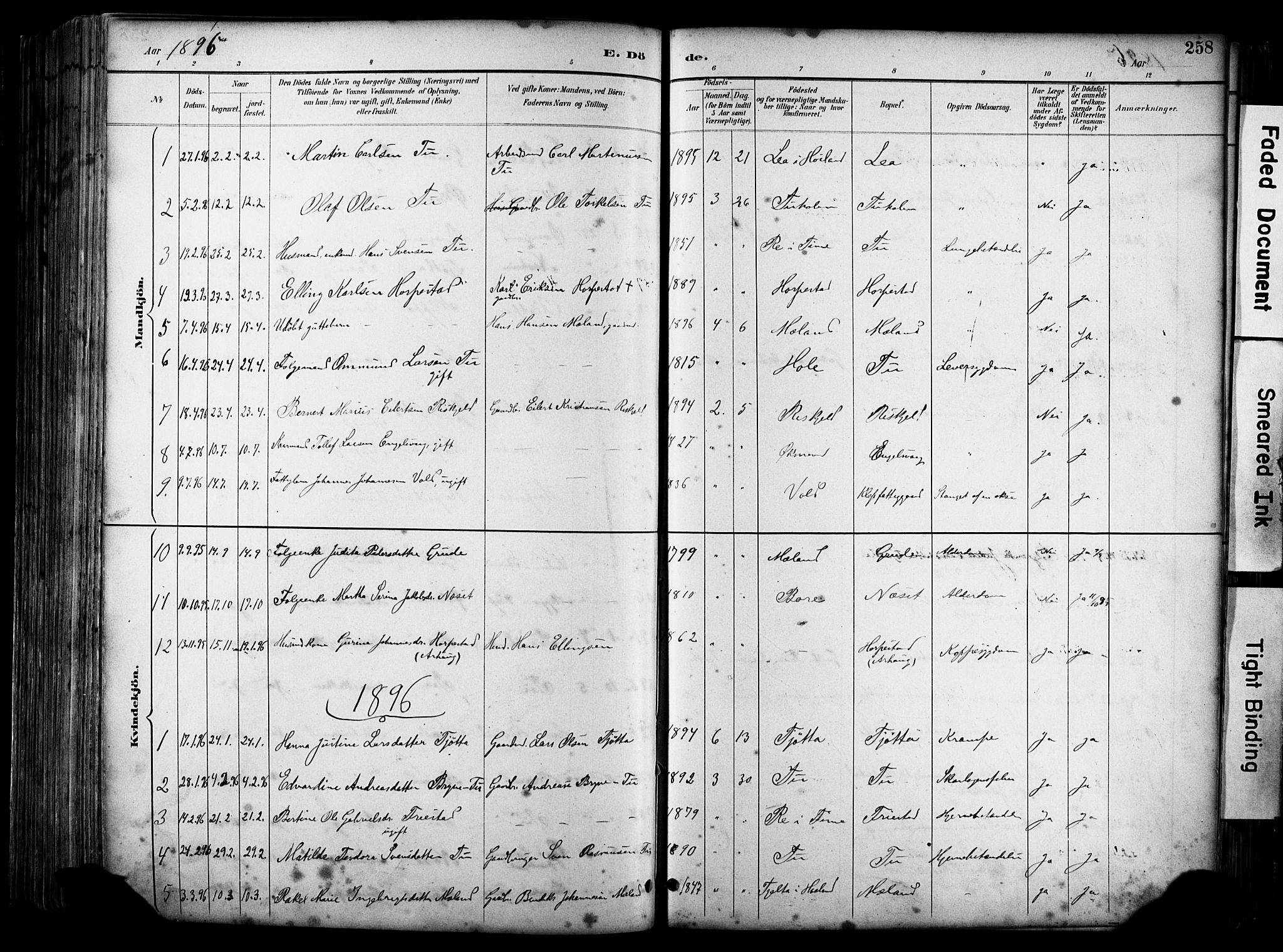 Klepp sokneprestkontor, AV/SAST-A-101803/001/3/30BA/L0009: Parish register (official) no. A 7, 1886-1915, p. 258