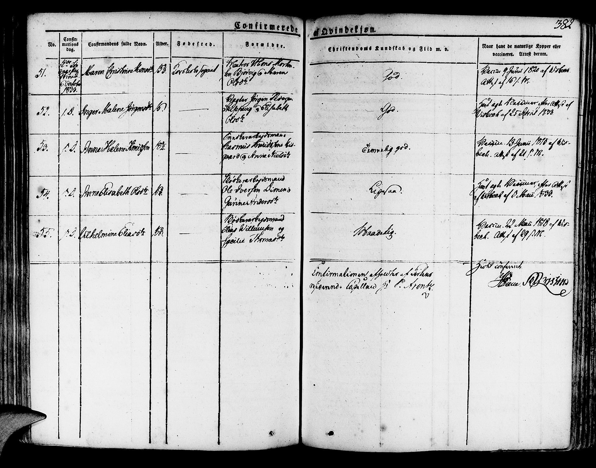 Korskirken sokneprestembete, SAB/A-76101/H/Haa/L0014: Parish register (official) no. A 14, 1823-1835, p. 382