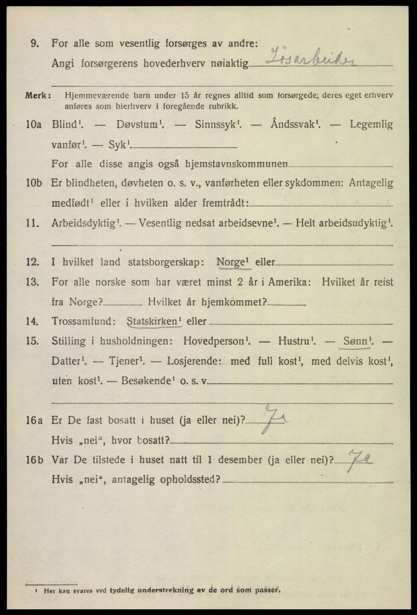 SAK, 1920 census for Austre Moland, 1920, p. 2690