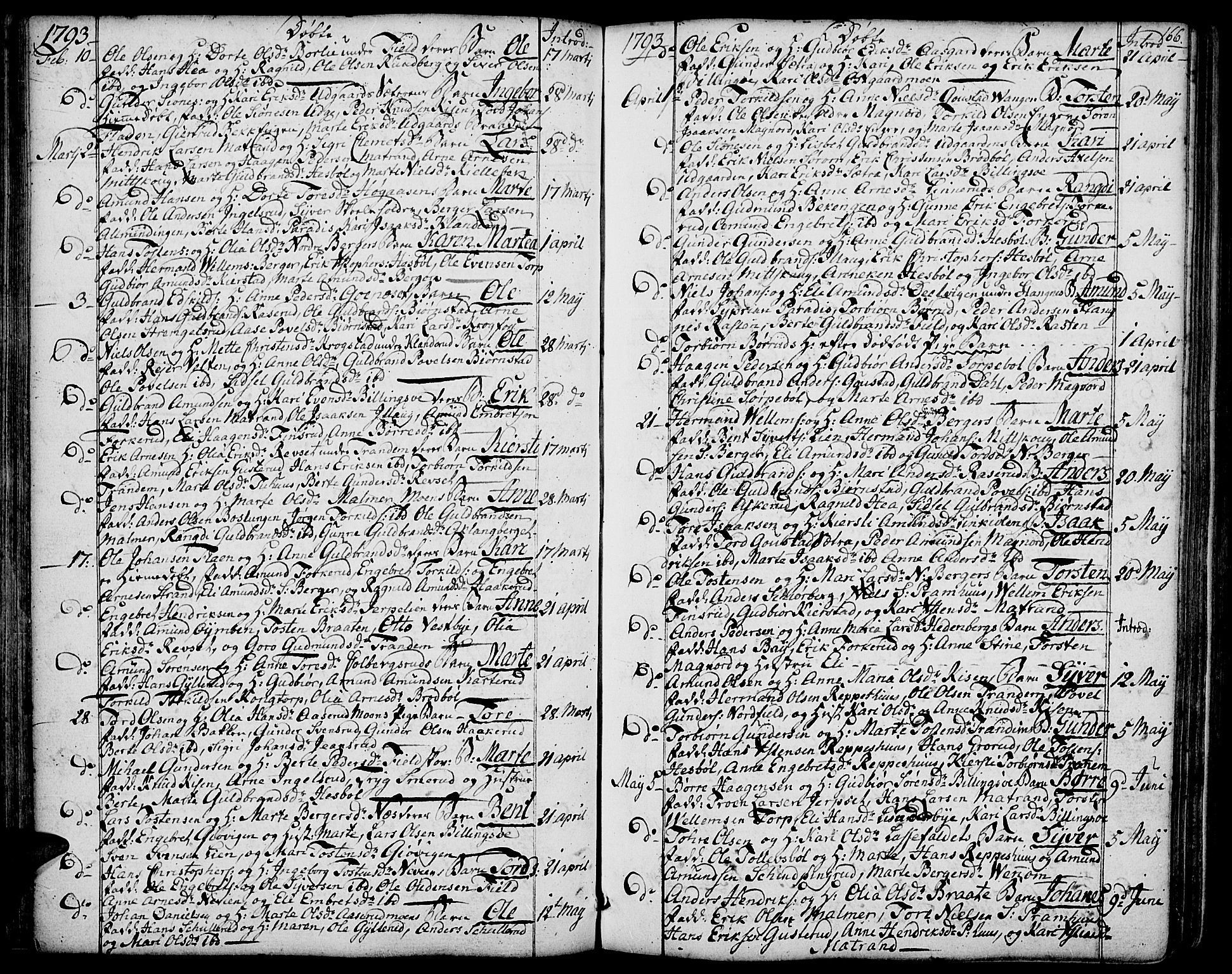 Vinger prestekontor, SAH/PREST-024/H/Ha/Haa/L0004: Parish register (official) no. 4, 1766-1813, p. 165-166