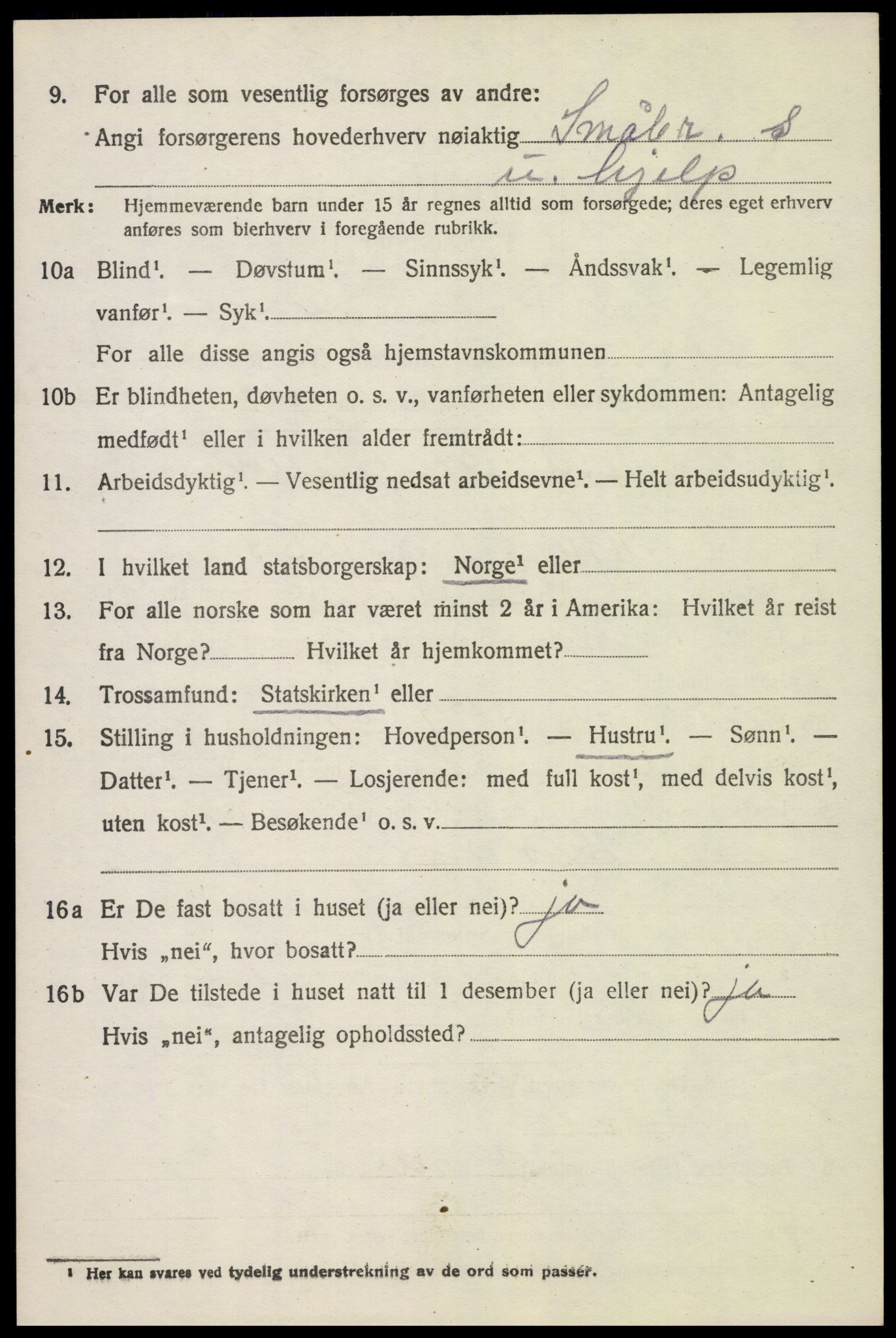 SAH, 1920 census for Ringebu, 1920, p. 9414